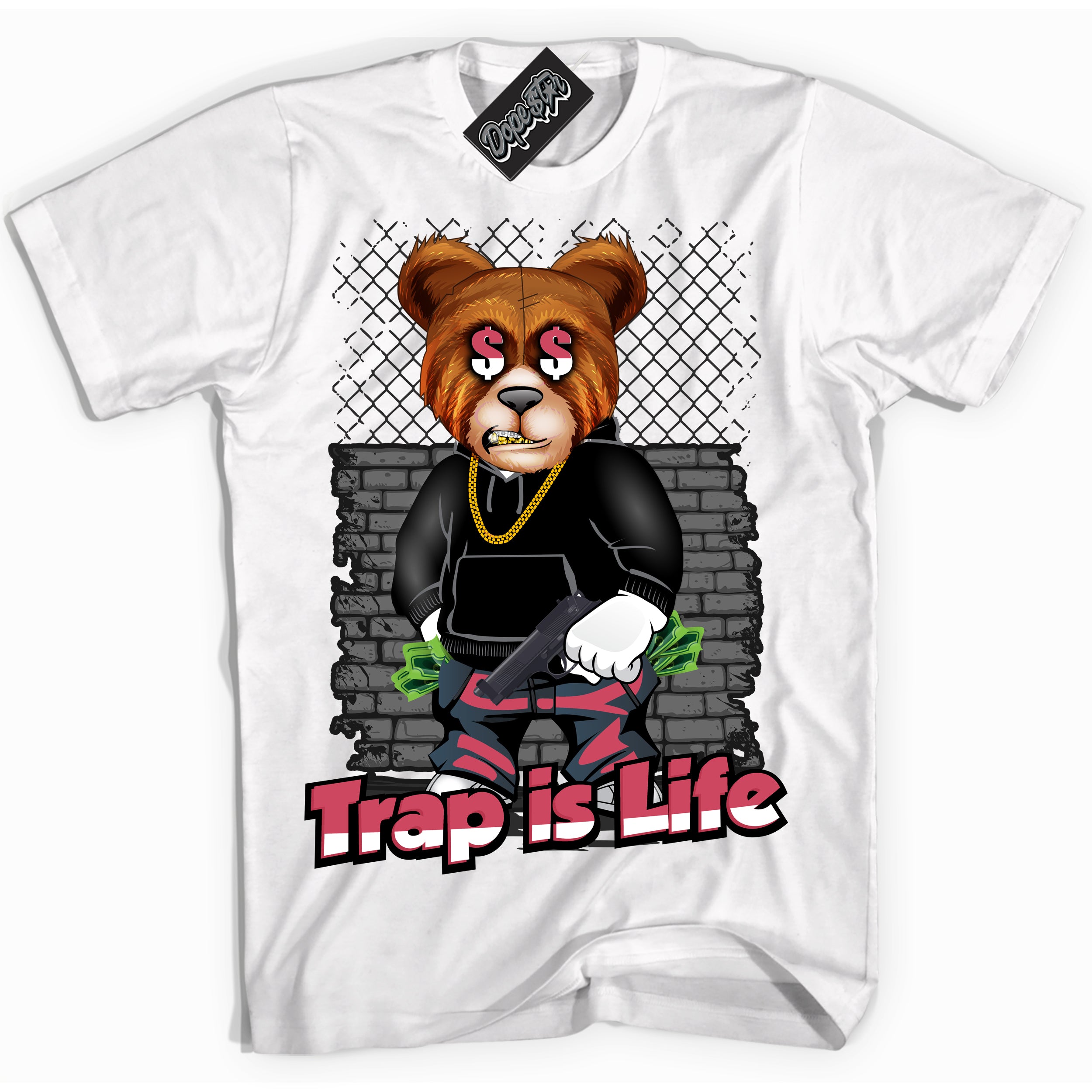 Cool White Shirt with “Trap Is Life” design that perfectly matches Next Nature Aster Pink Dunk.