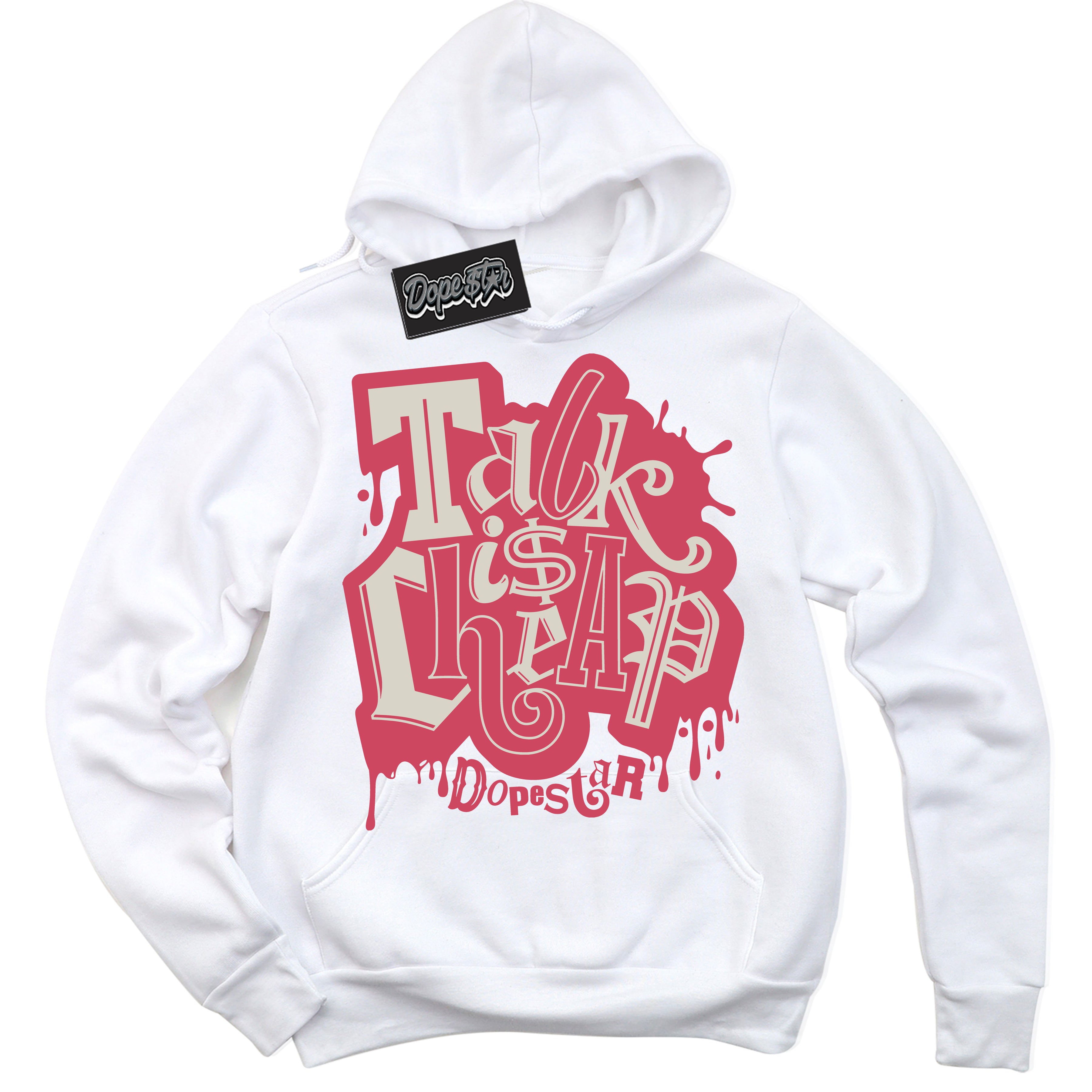 Cool White Hoodie with “Talk Is Cheap” design that Perfectly Matches Next Nature Aster Pink Dunk.