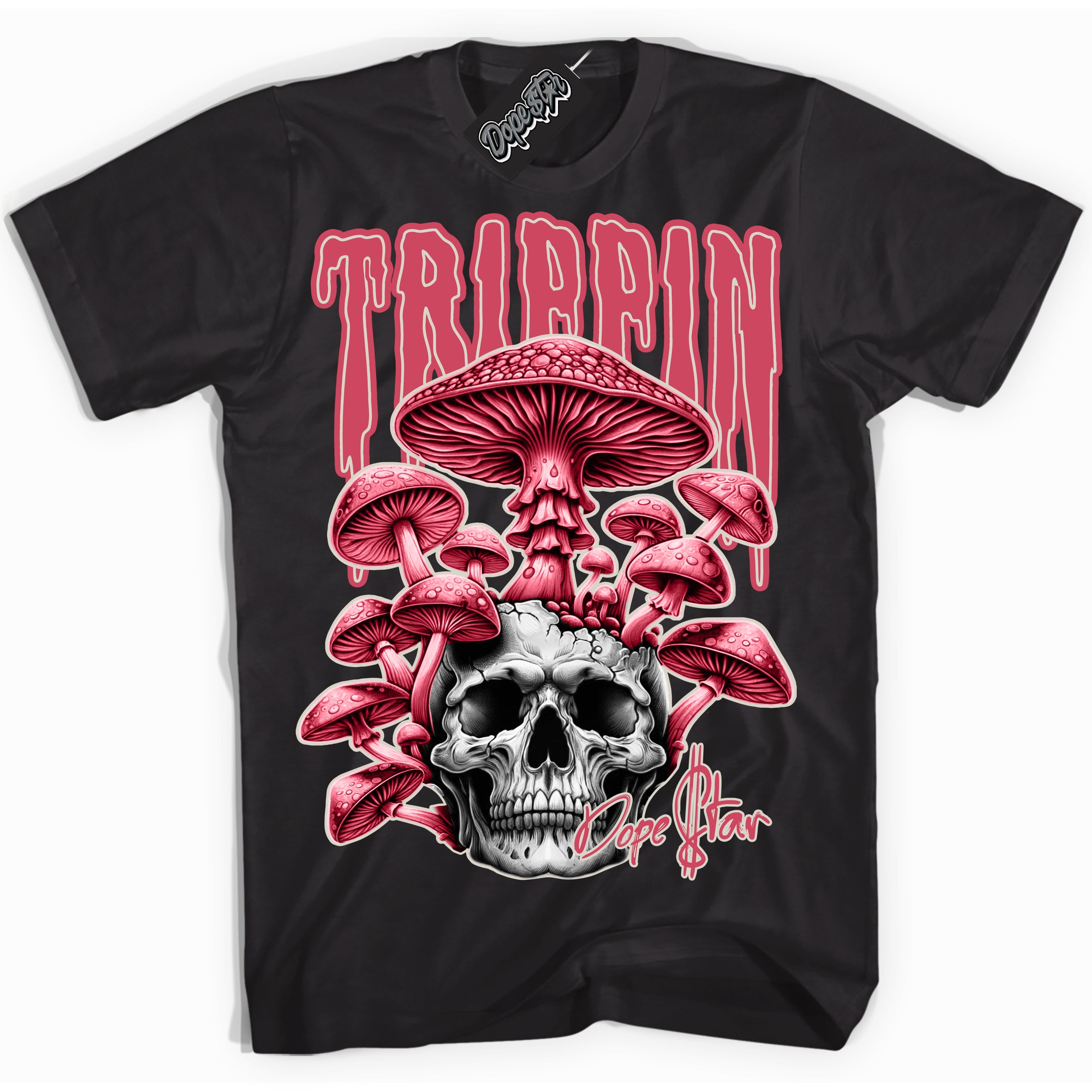 Cool Black Shirt with “Trippin” design that perfectly matches Next Nature Aster Pink Dunk.