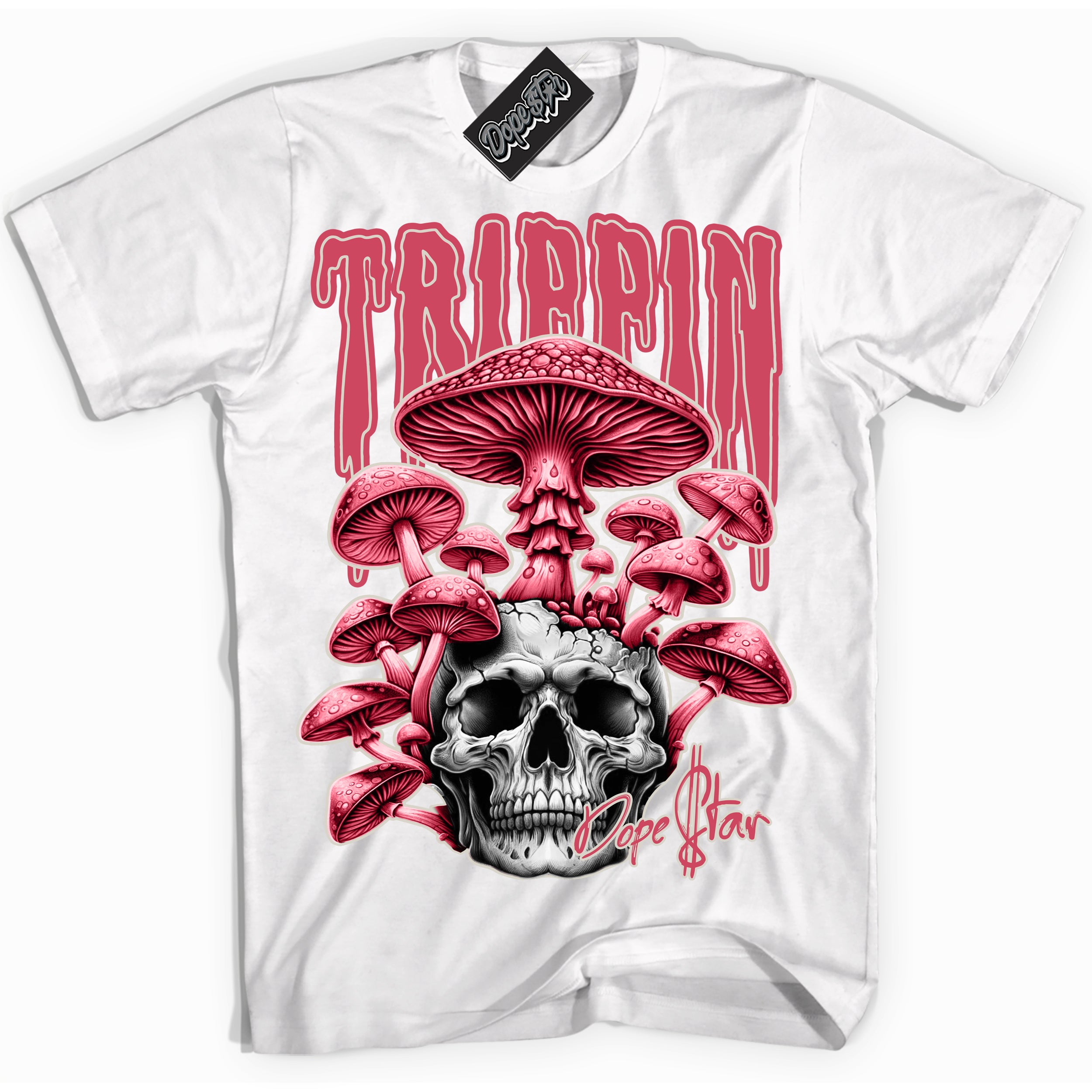 Cool White Shirt with “Trippin” design that perfectly matches Next Nature Aster Pink Dunk.