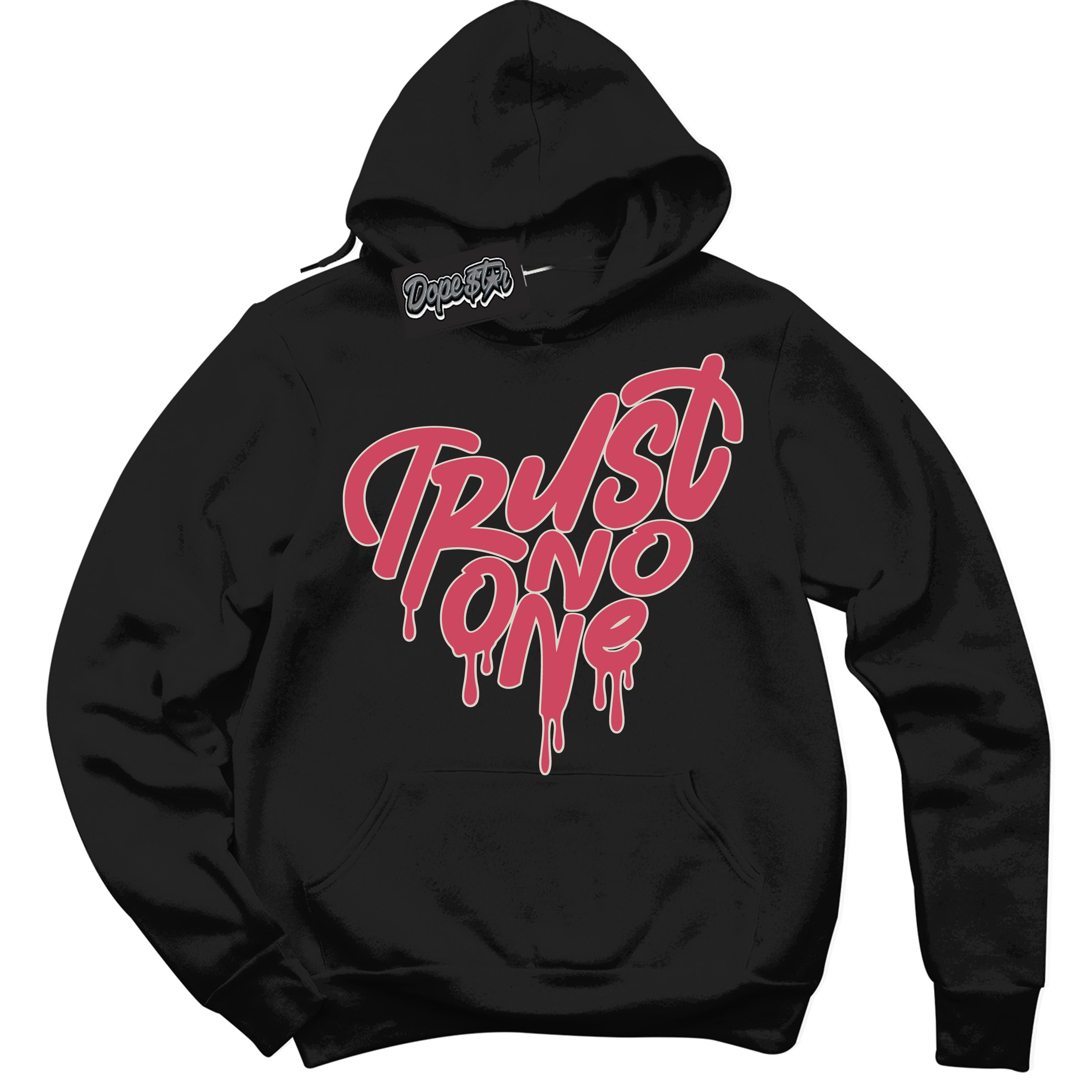 Cool Black Hoodie with “Trust No One Heart” design that Perfectly Matches Next Nature Aster Pink Dunk.