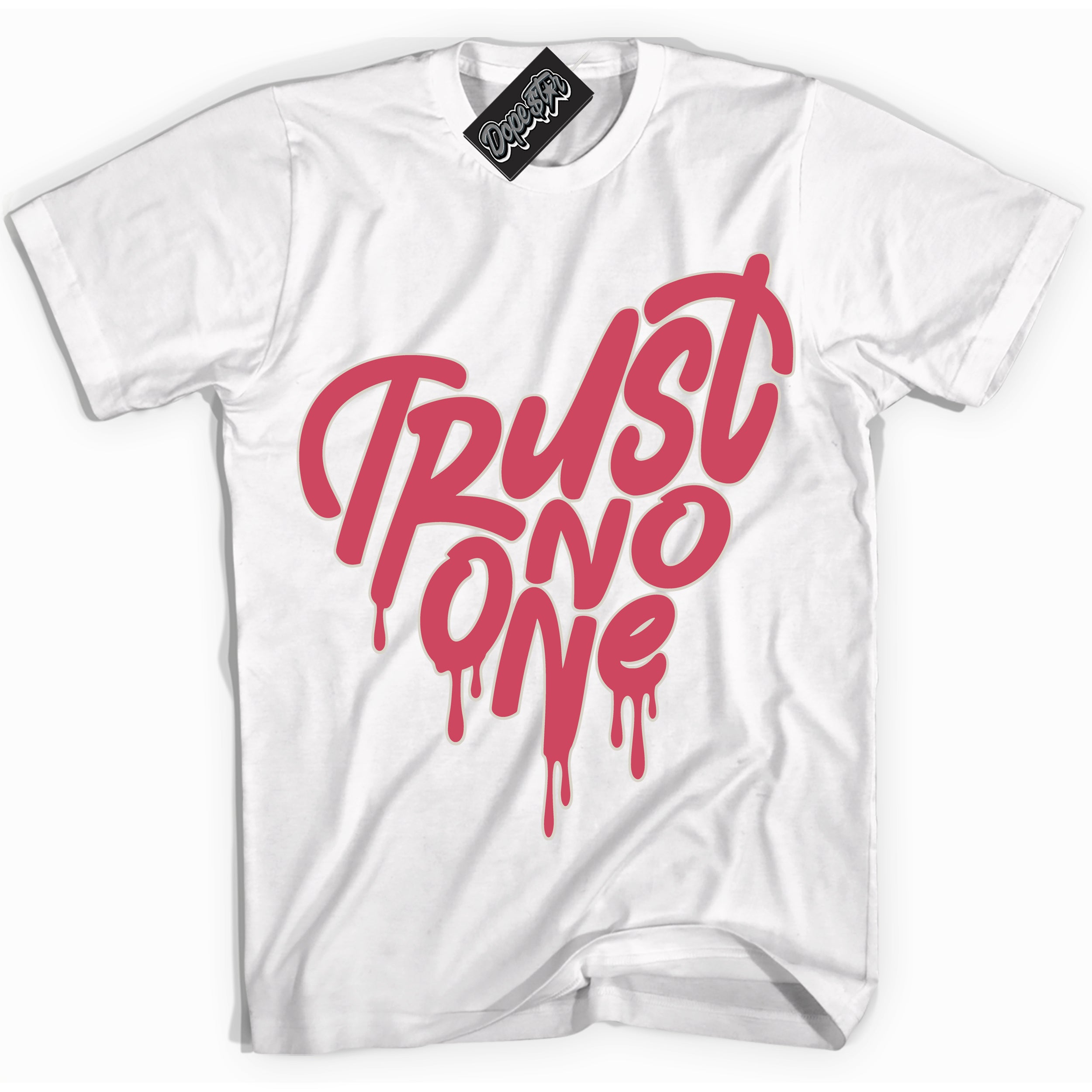 Cool White Shirt with “Trust No One Heart” design that perfectly matches Next Nature Aster Pink Dunk.