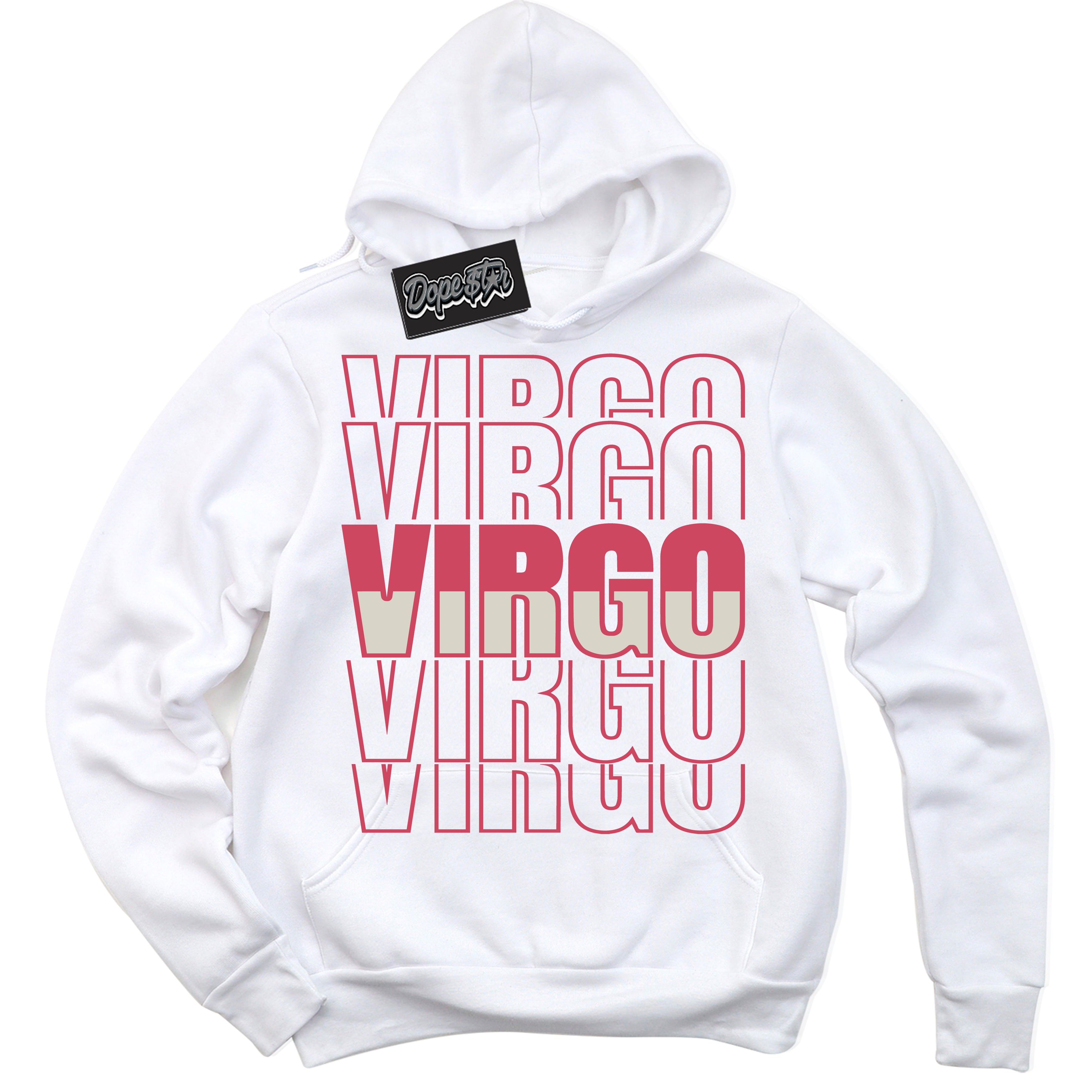 Cool White Hoodie with “Virgo” design that Perfectly Matches Next Nature Aster Pink Dunk.