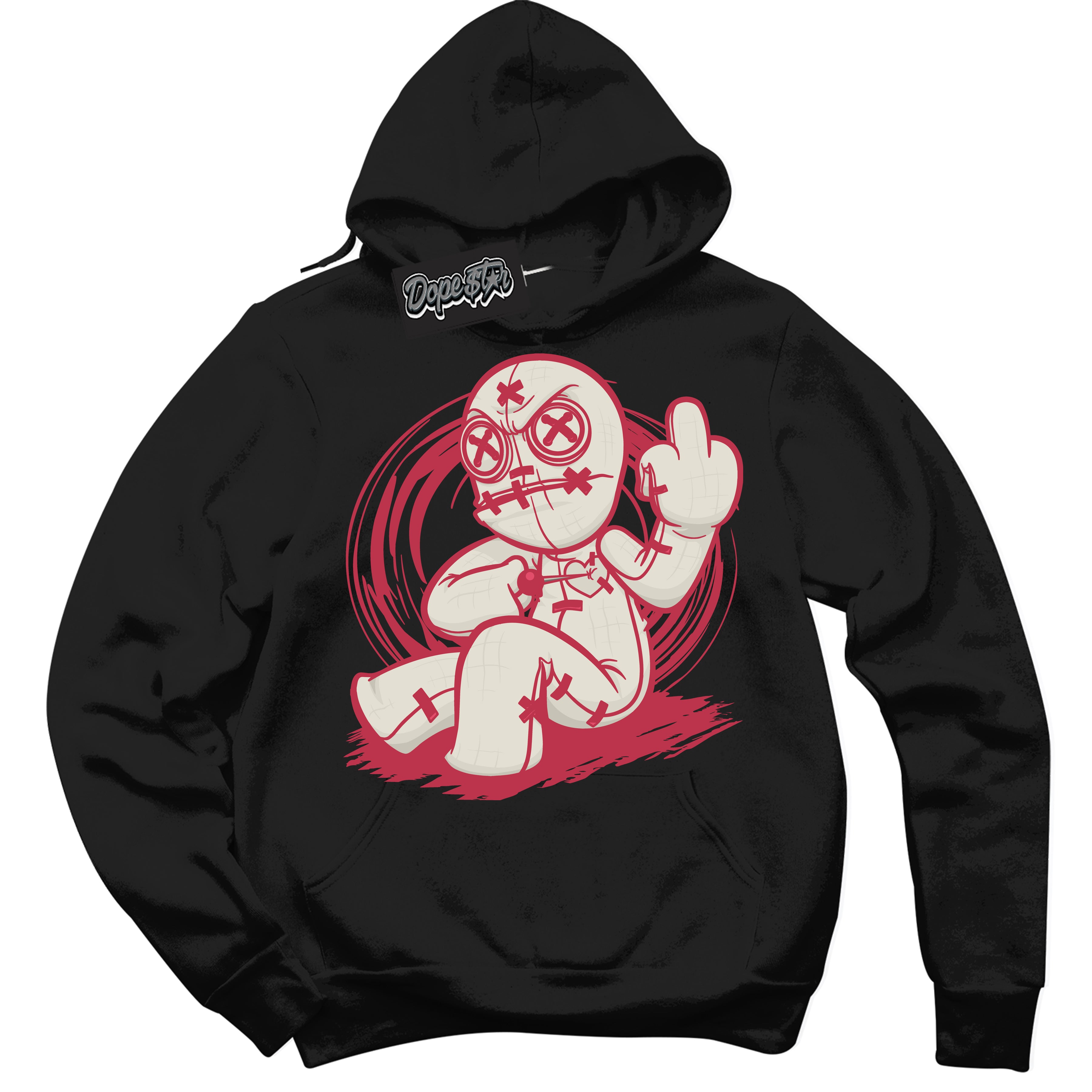 Cool Black Hoodie with “Voodoo Doll” design that Perfectly Matches Next Nature Aster Pink Dunk.