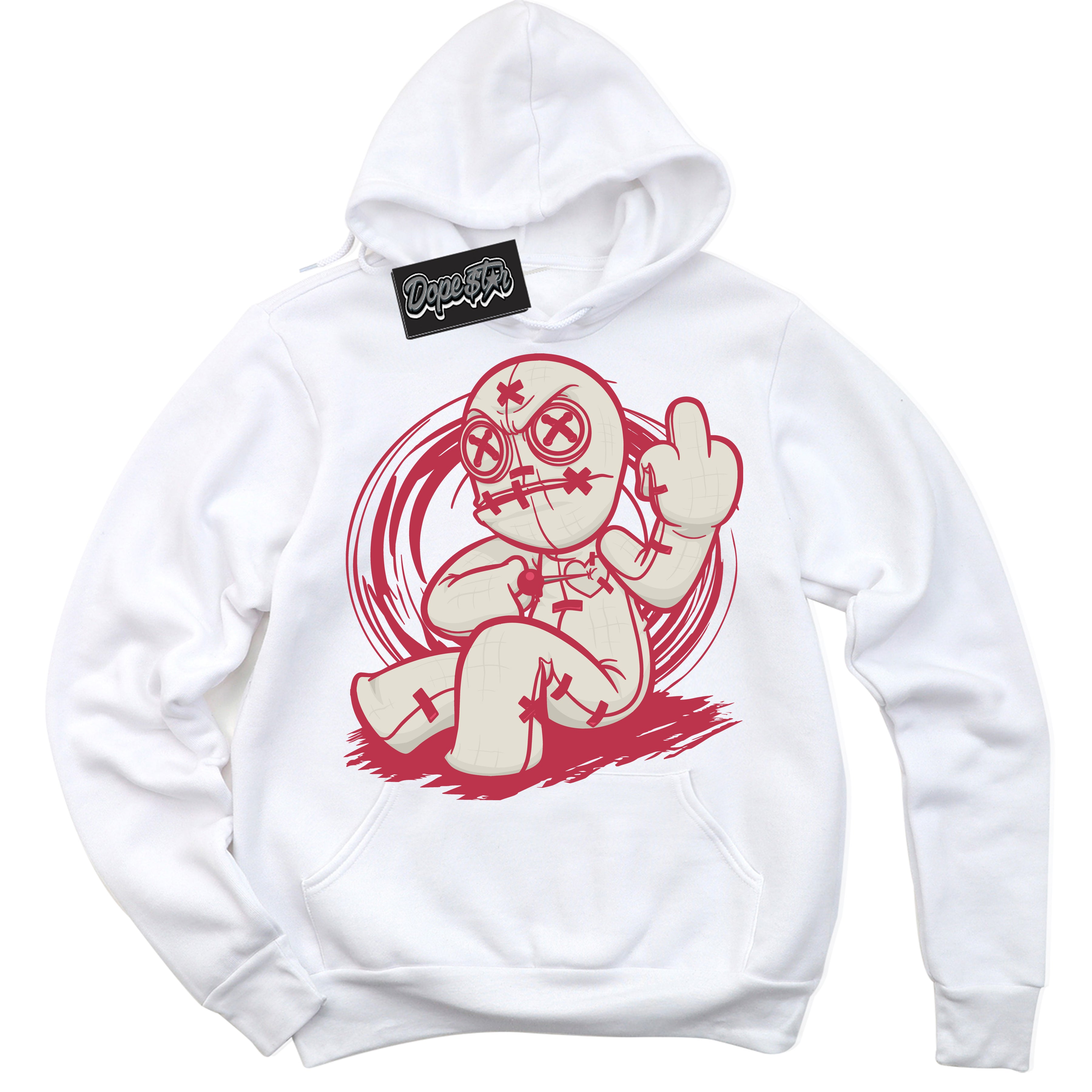 Cool White Hoodie with “Voodoo Doll” design that Perfectly Matches Next Nature Aster Pink Dunk.