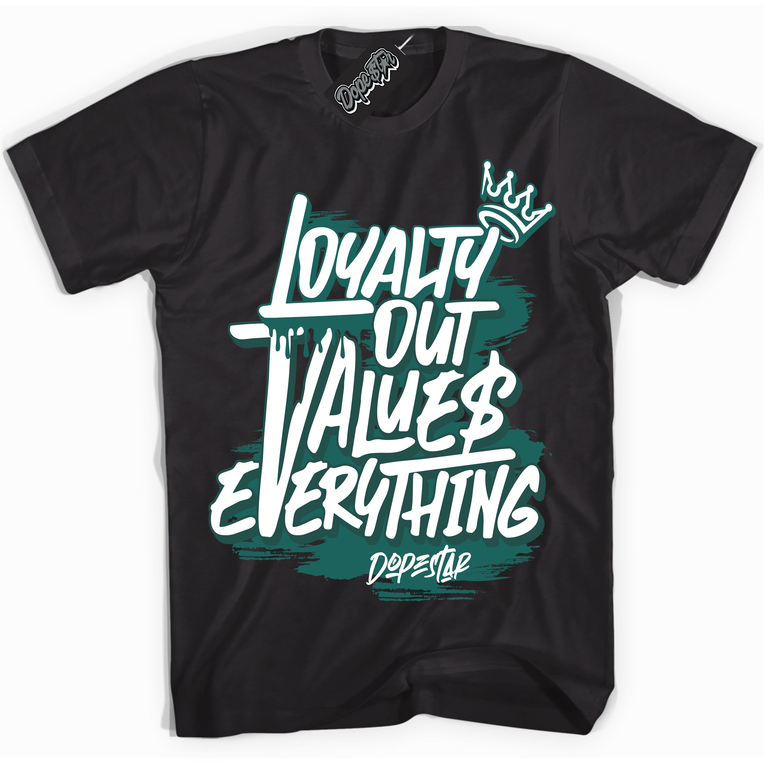 Cool Black Shirt with “ Loyalty Out Values Everything” design that perfectly matches Next Nature Bicoastal Sneakers.