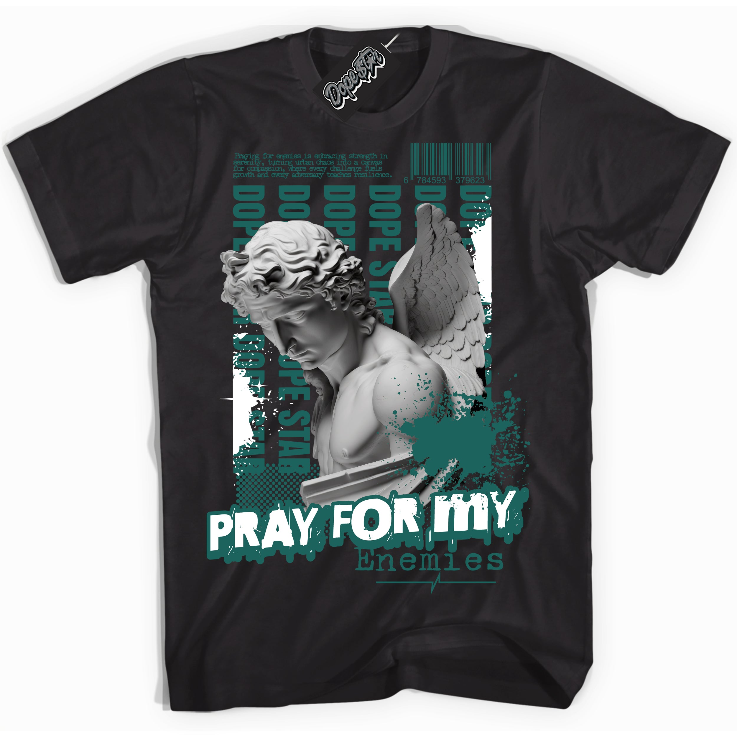 Cool Black Shirt with “ Pray Enemies” design that perfectly matches Next Nature Bicoastal Sneakers.