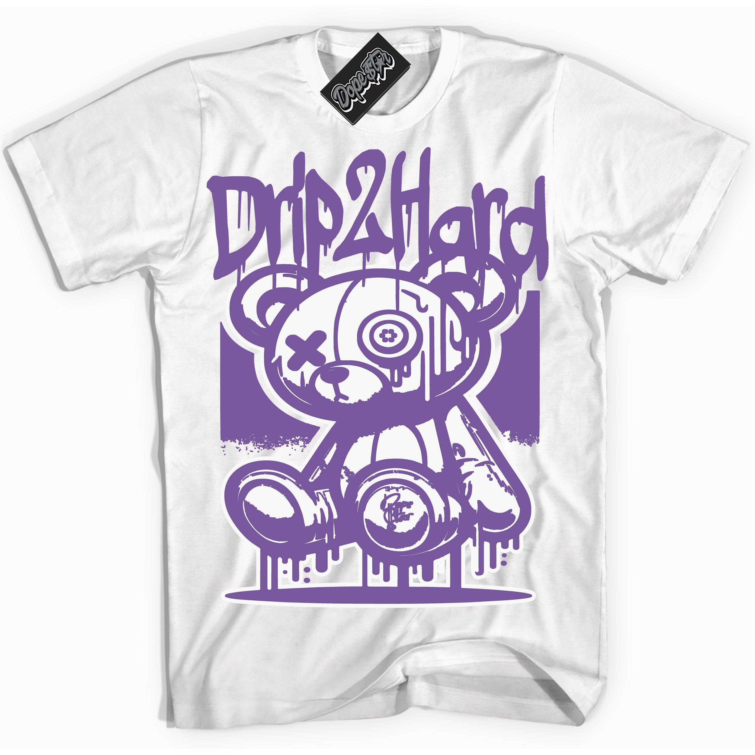 Cool White Shirt with “Drip 2 Hard” design that perfectly matches Next Nature Black Raspberry.