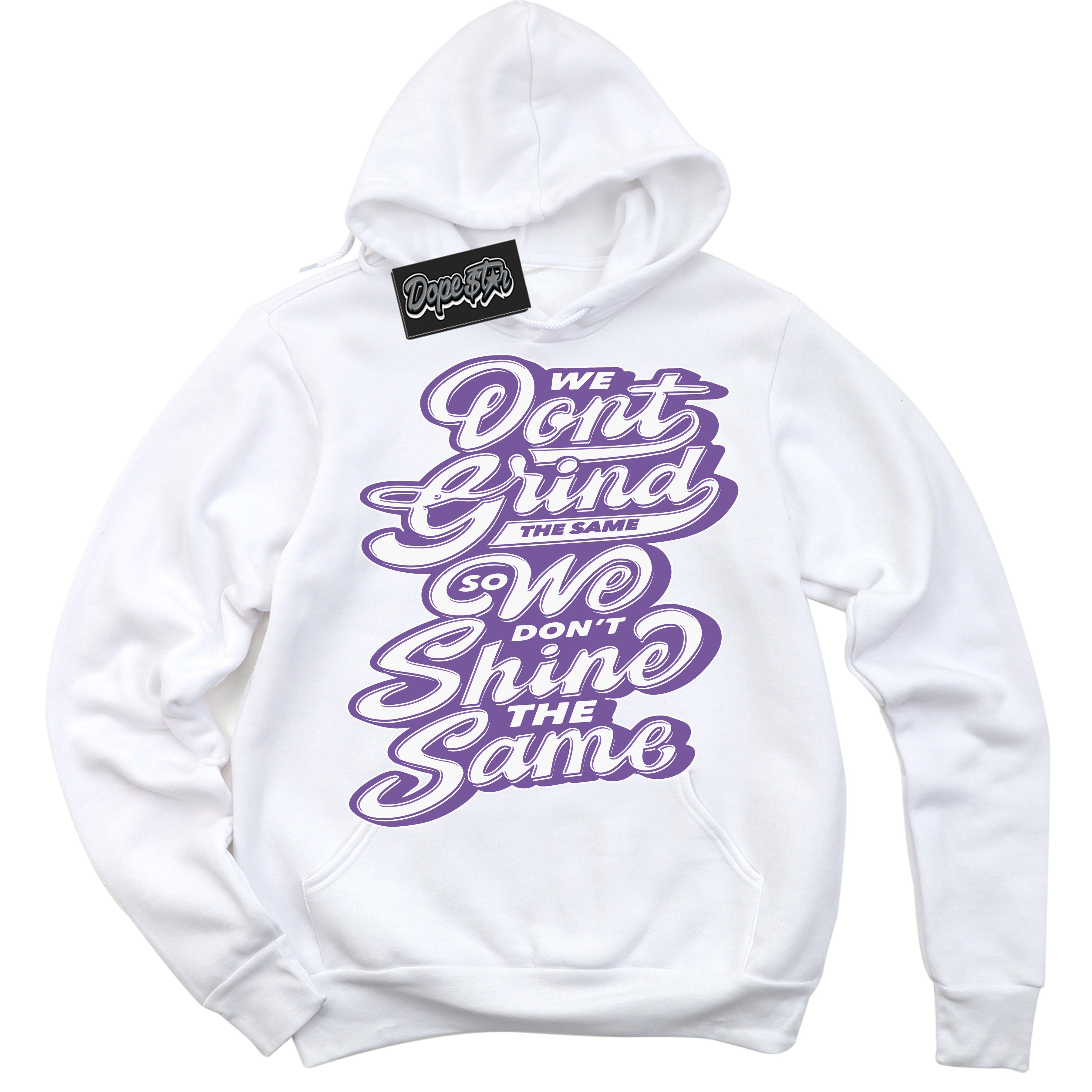 Cool White Hoodie with “Grind Shine” design that Perfectly Matches Next Nature Black Raspberry.