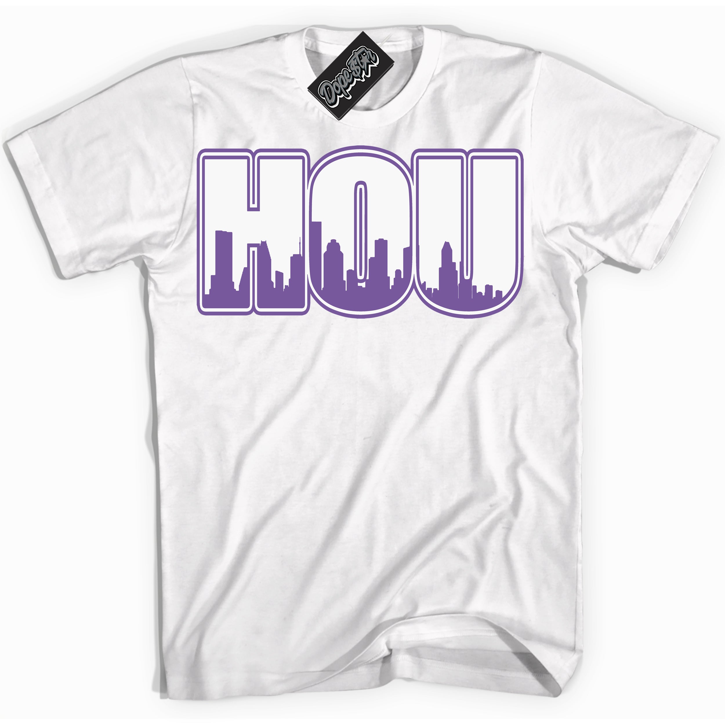 Cool White Shirt with “Houston” design that perfectly matches Next Nature Black Raspberry.