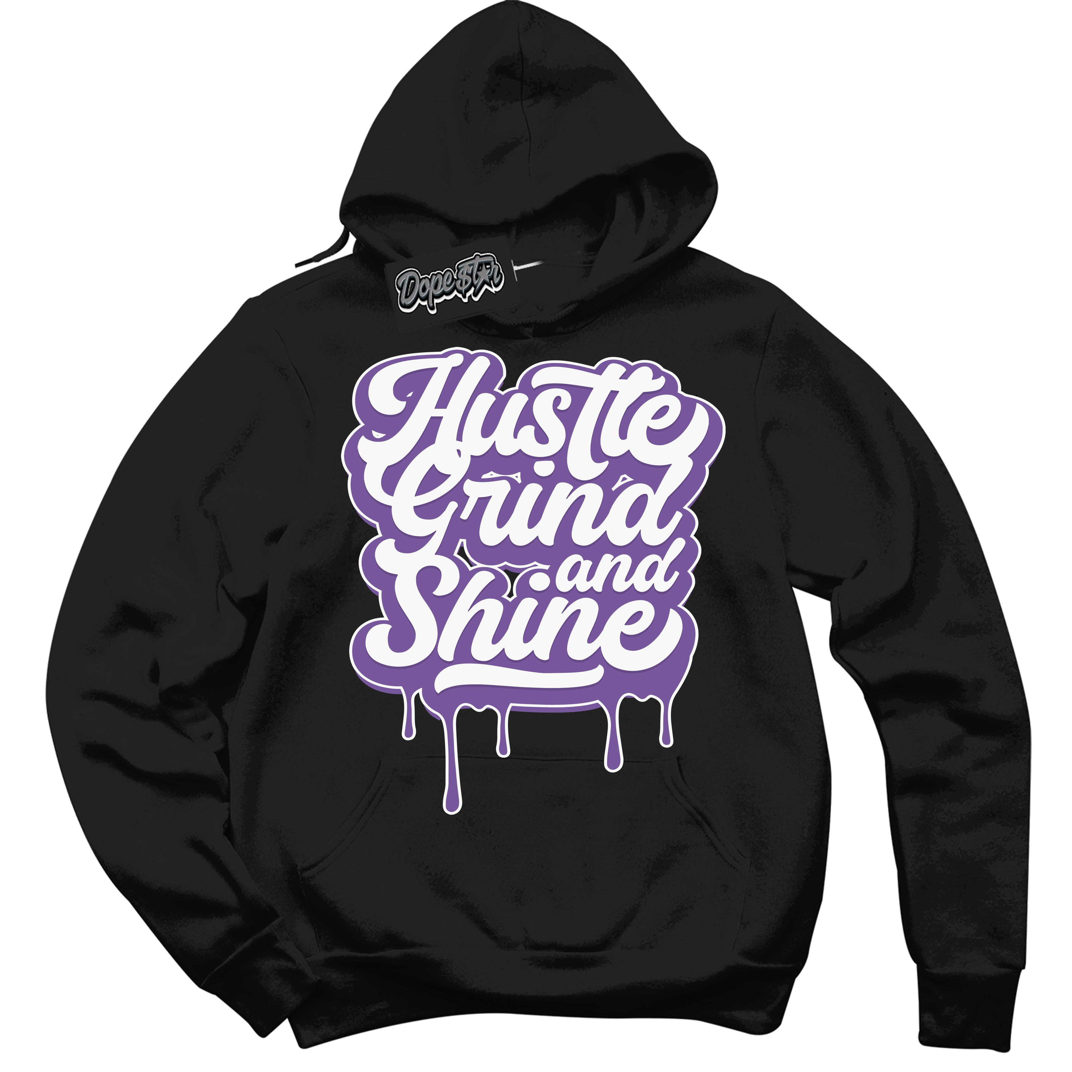 Cool Black Hoodie with “Hustle Grind And Shine” design that Perfectly Matches Next Nature Black Raspberry.