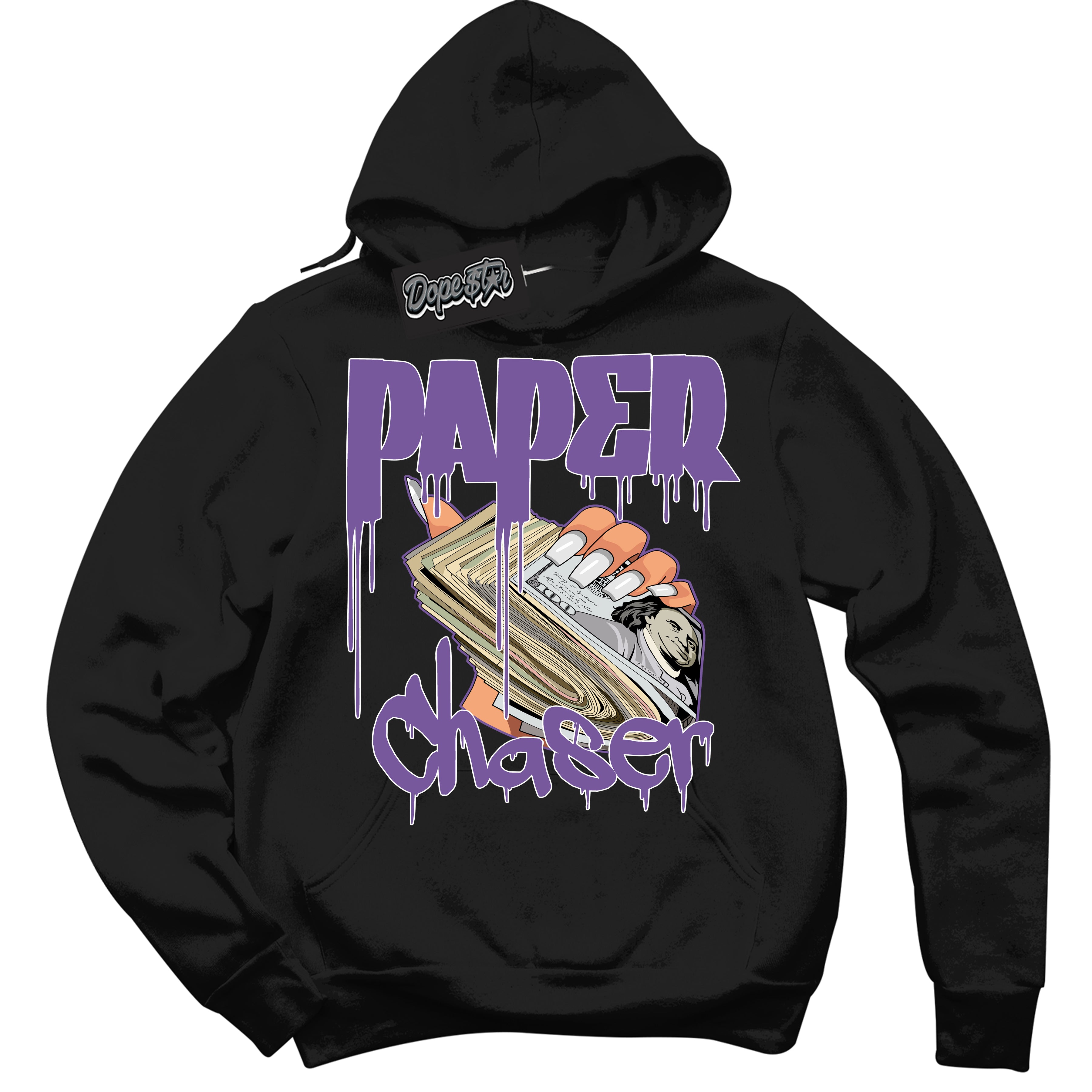 Cool Black Hoodie with “Paper Chaser” design that Perfectly Matches Next Nature Black Raspberry.