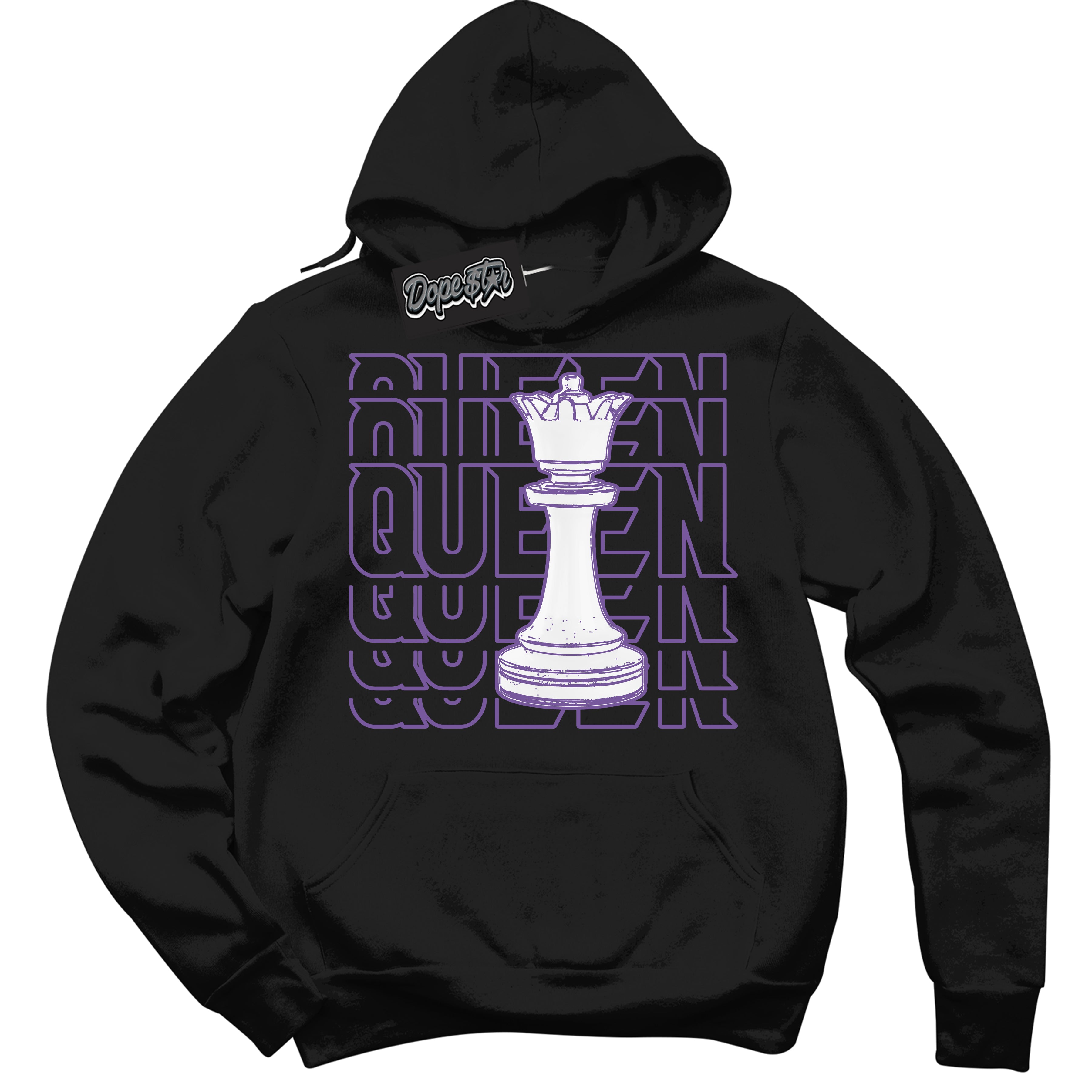 Cool Black Hoodie with “Queen Chess” design that Perfectly Matches Next Nature Black Raspberry.