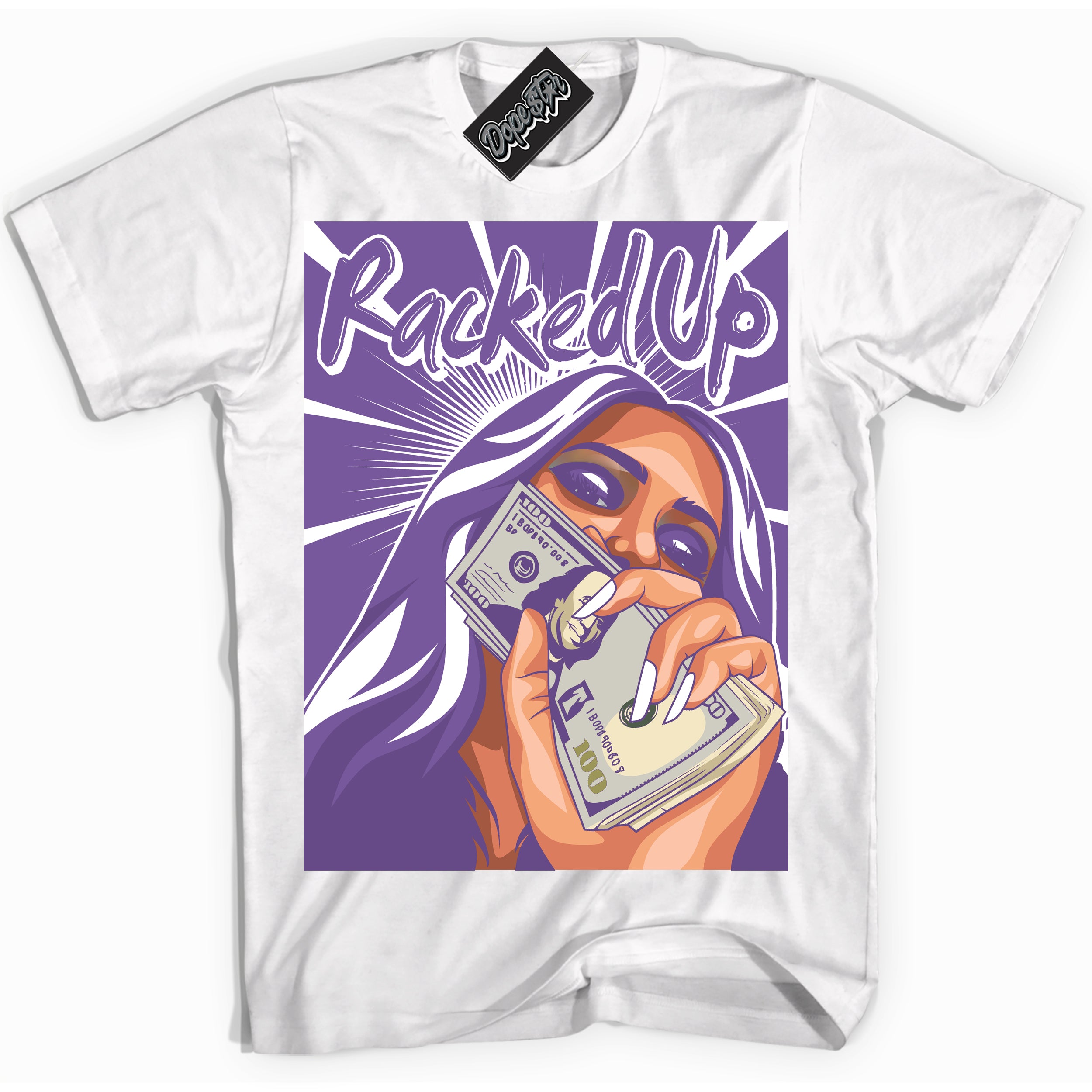 Cool White Shirt with “Racked Up” design that perfectly matches Next Nature Black Raspberry.