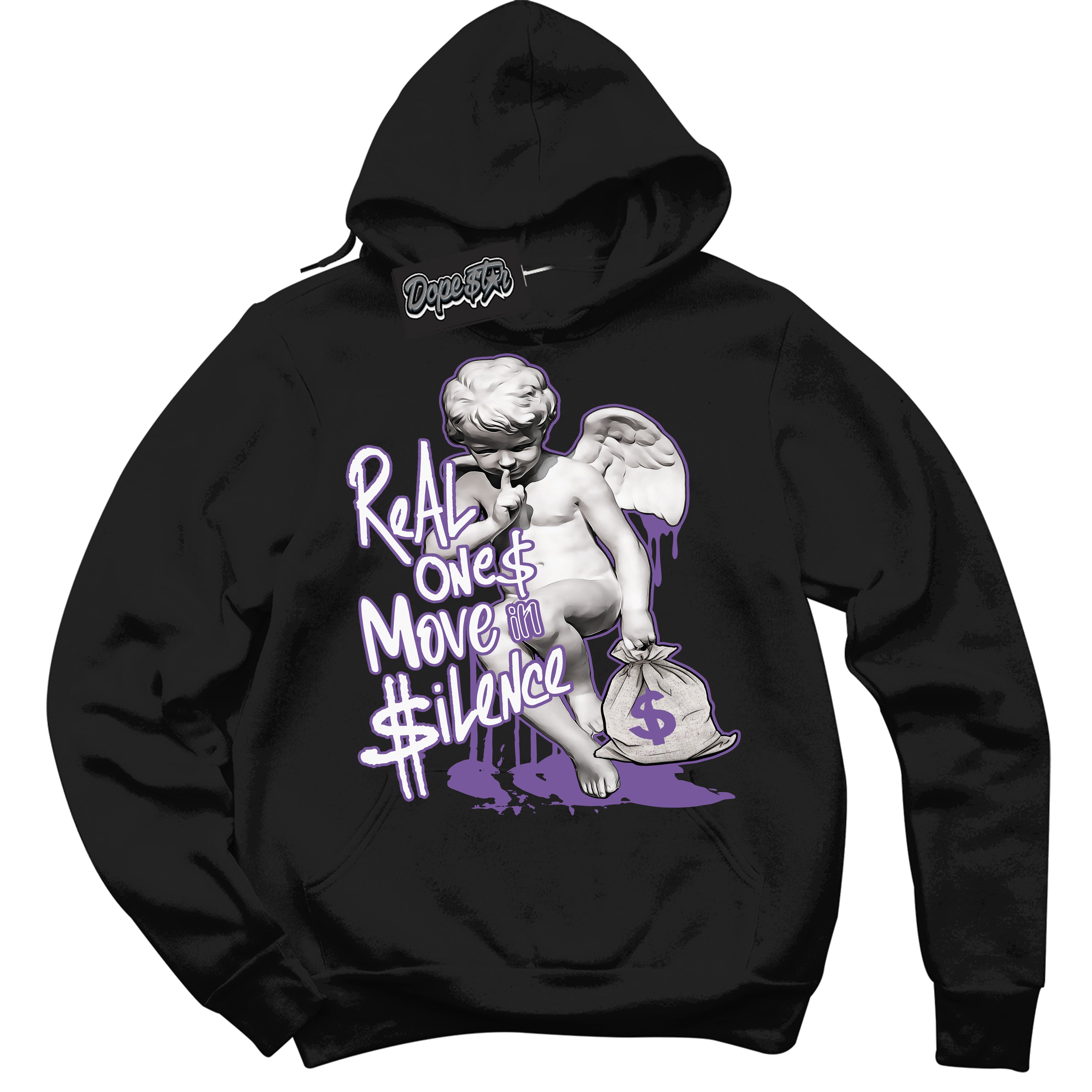 Cool Black Hoodie with “Real Ones Cherub” design that Perfectly Matches Next Nature Black Raspberry.