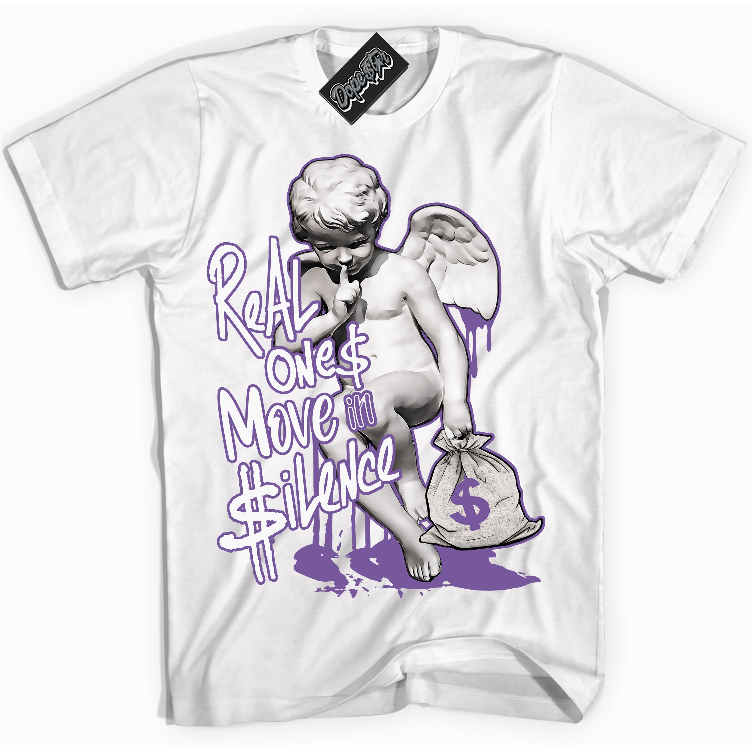 Cool White Shirt with “Real Ones Cherub” design that perfectly matches Next Nature Black Raspberry.