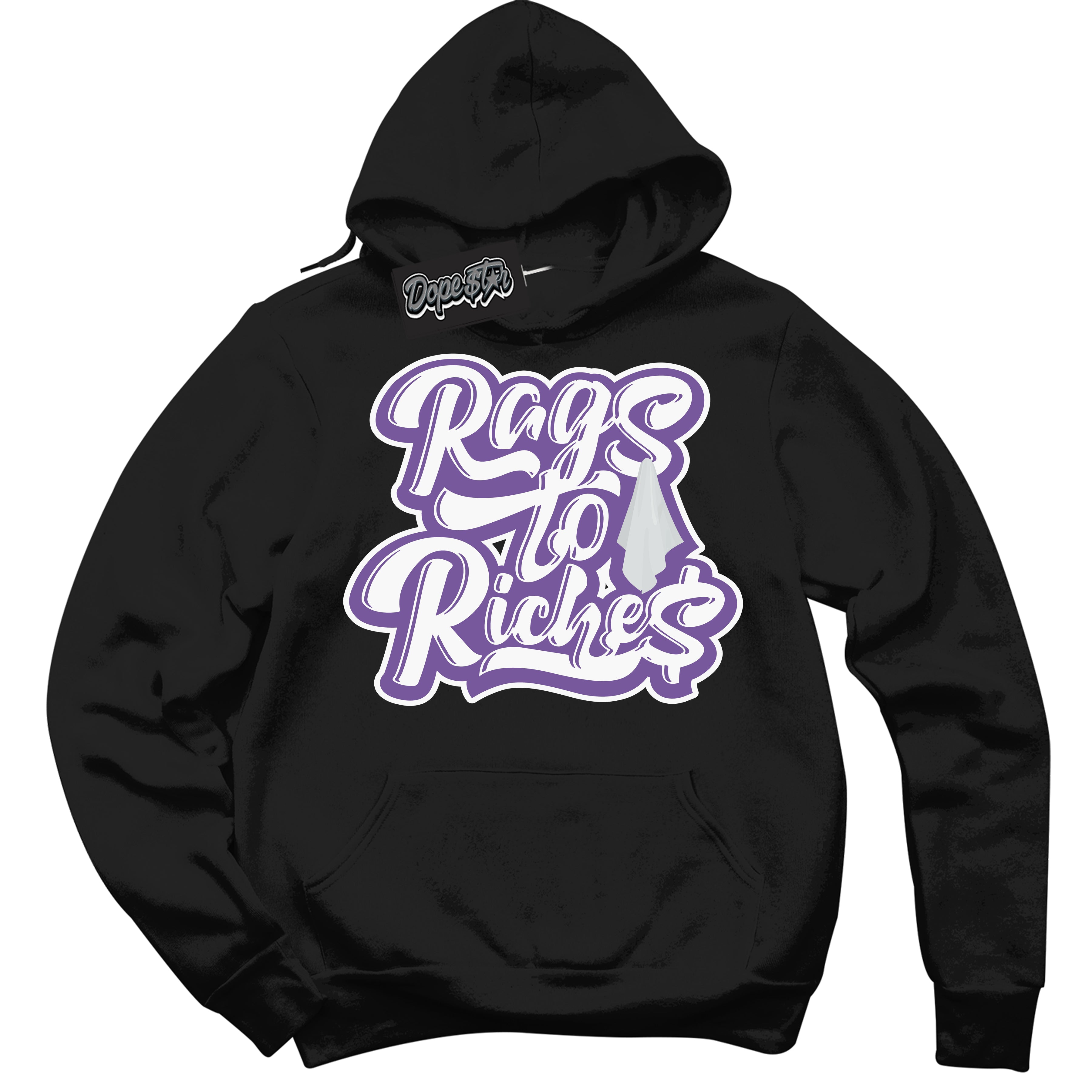 Cool Black Hoodie with “Rags To Riches” design that Perfectly Matches Next Nature Black Raspberry.