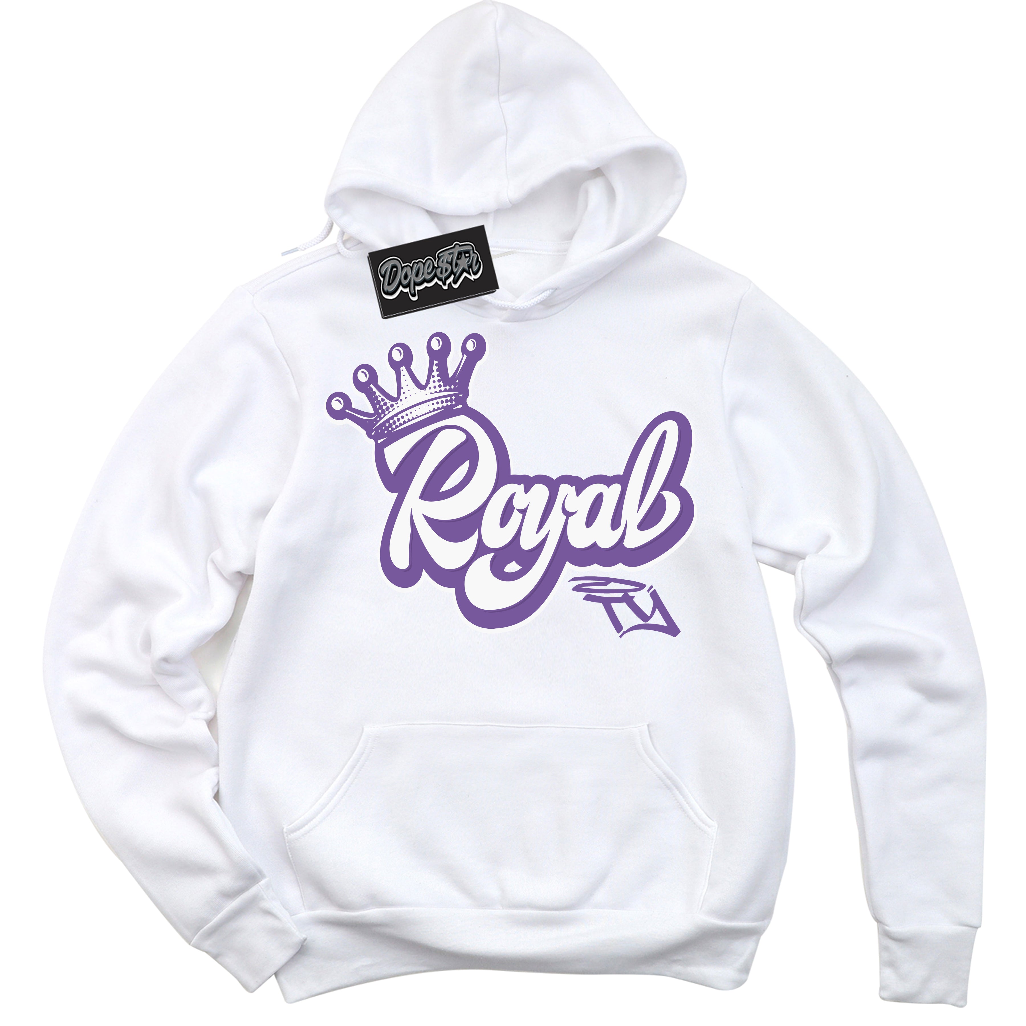 Cool White Hoodie with “Royalty” design that Perfectly Matches Next Nature Black Raspberry.