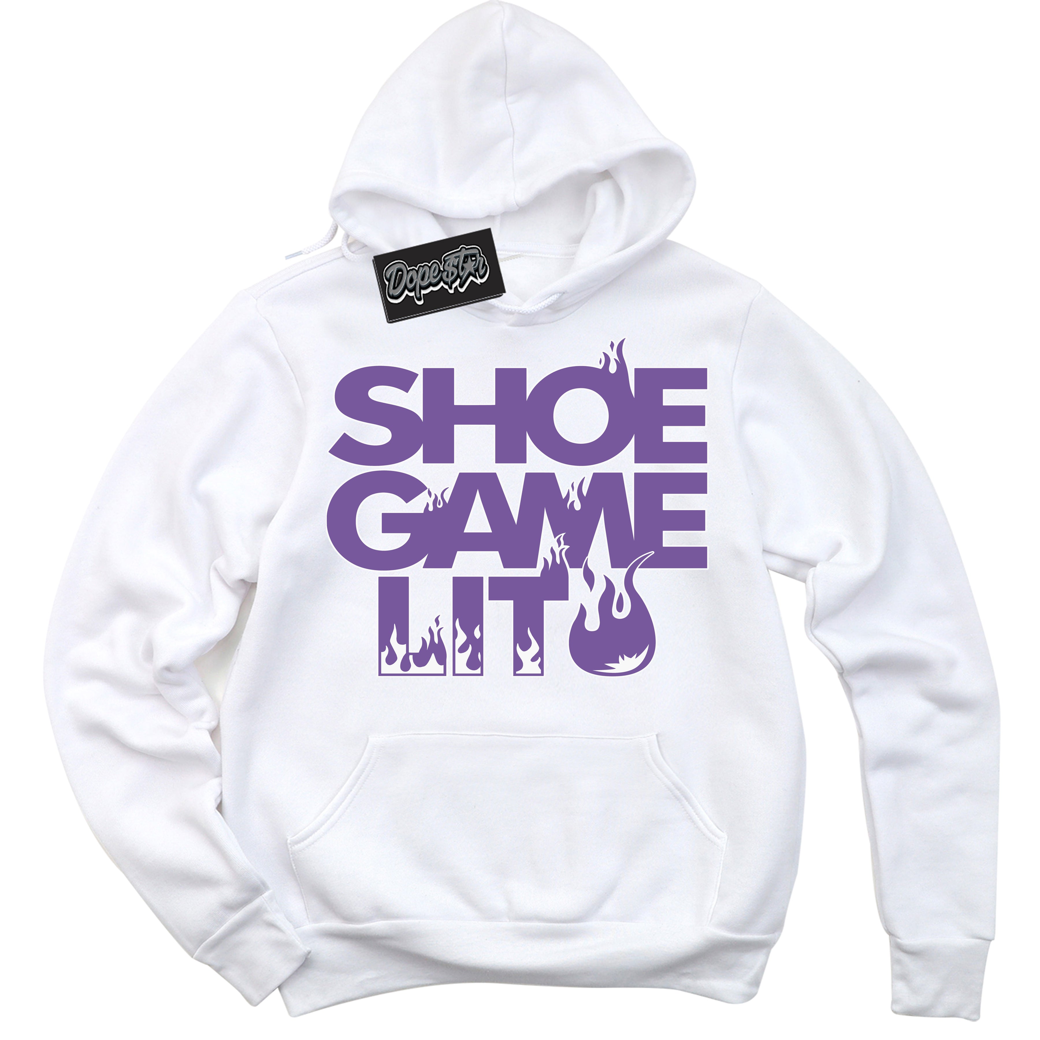 Cool White Hoodie with “Shoe Game Lit” design that Perfectly Matches Next Nature Black Raspberry.