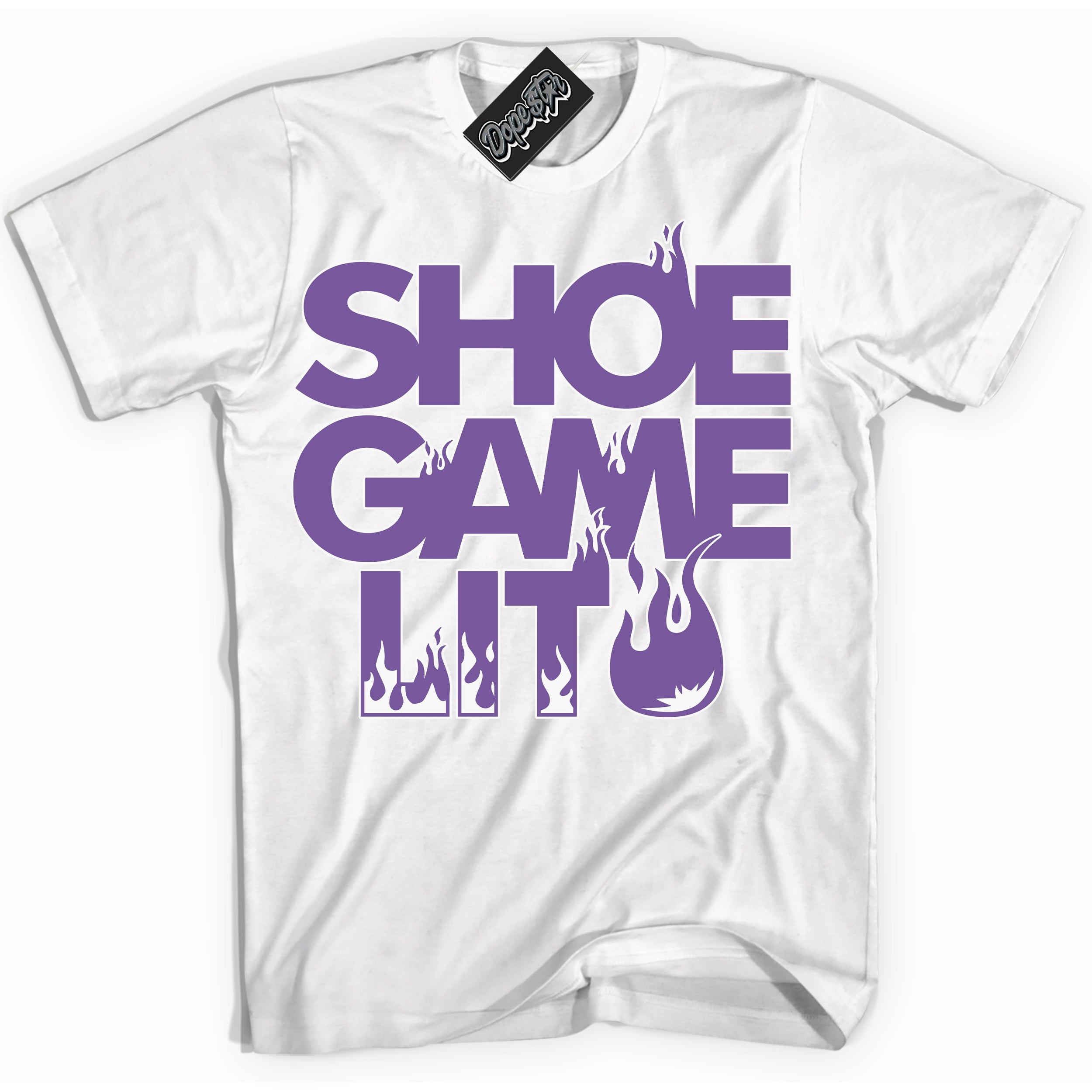 Cool White Shirt with “Shoe Game Lit” design that perfectly matches Next Nature Black Raspberry.