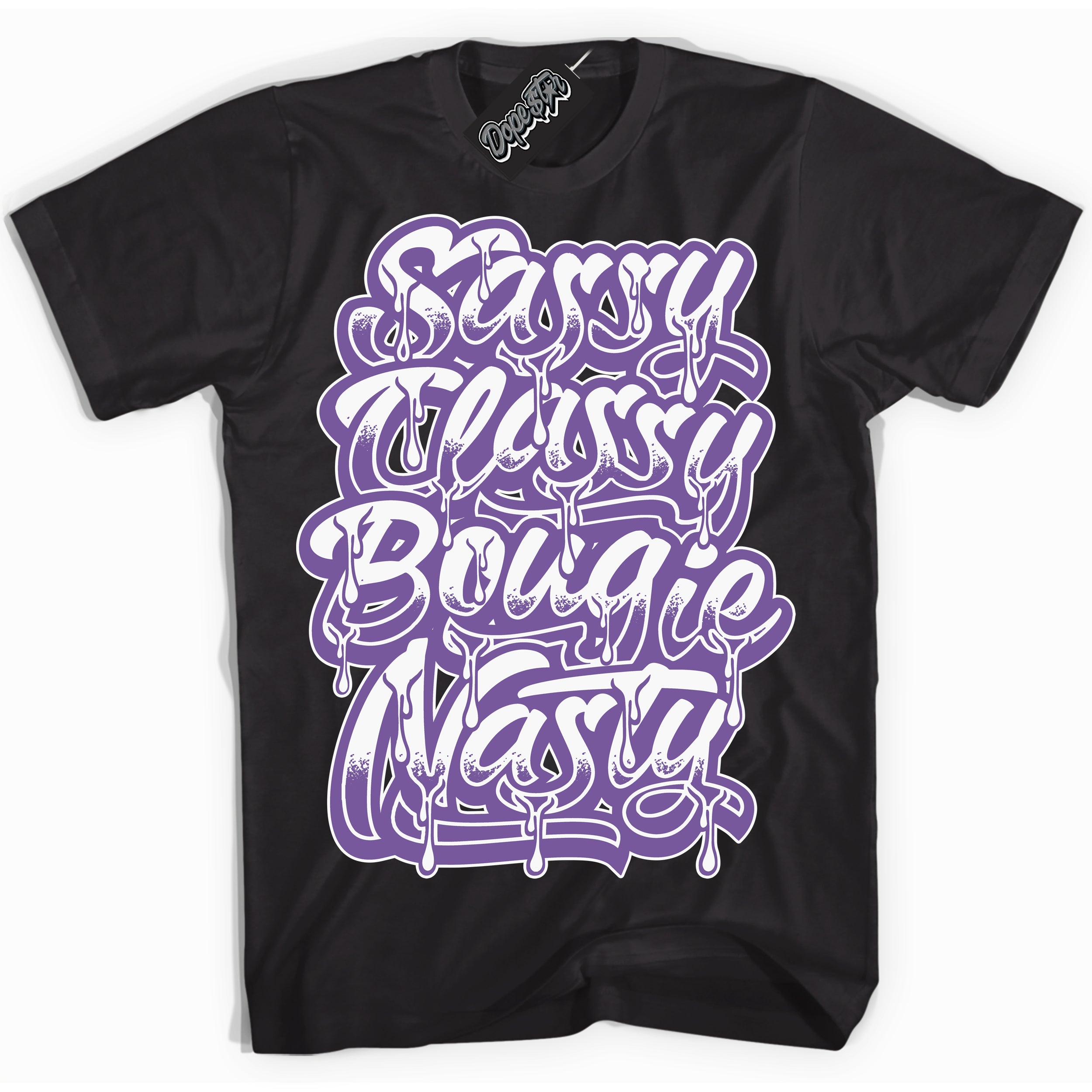 Cool Black Shirt with “Sassy Classy” design that perfectly matches Next Nature Black Raspberry.