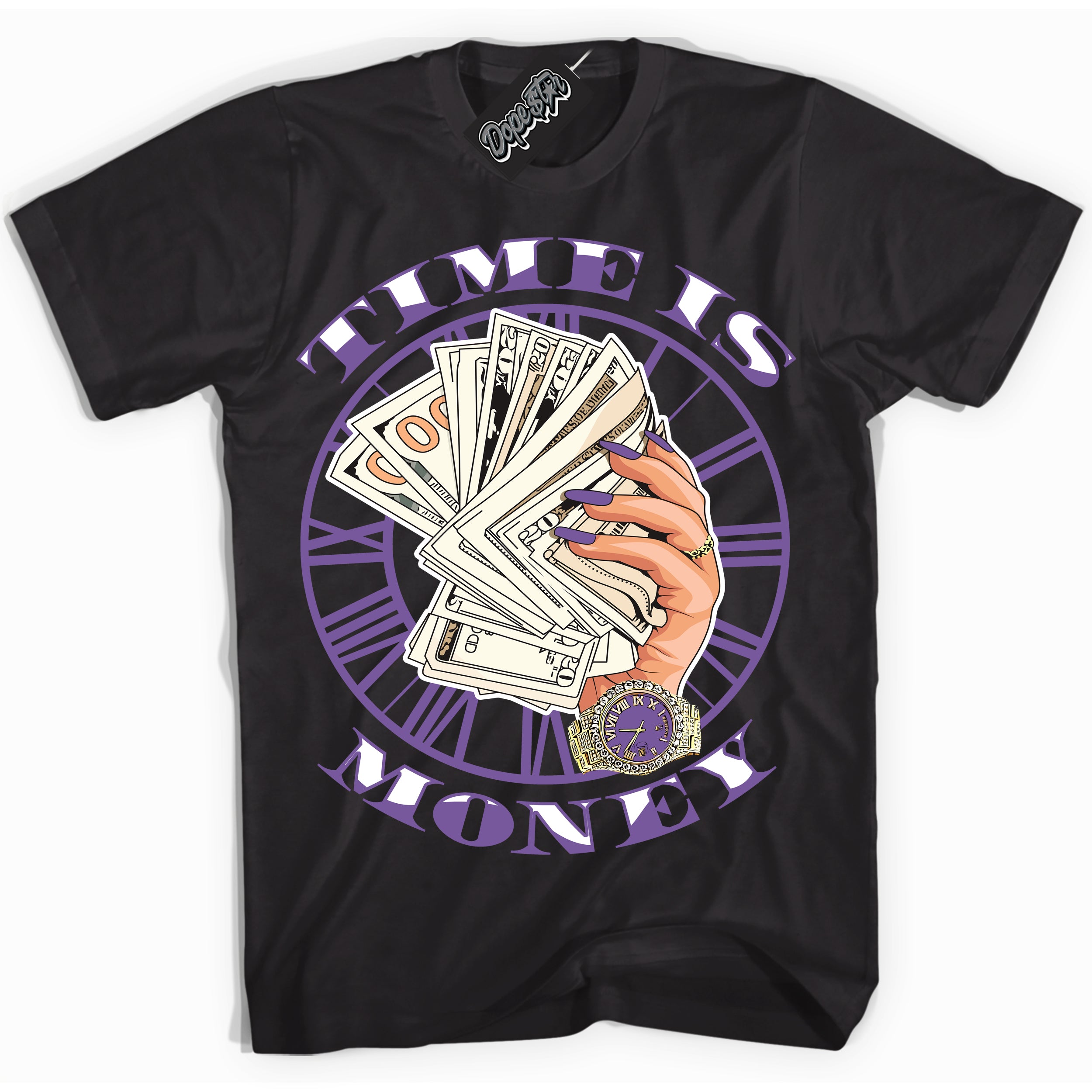 Cool Black Shirt with “Time Is Money” design that perfectly matches Next Nature Black Raspberry.