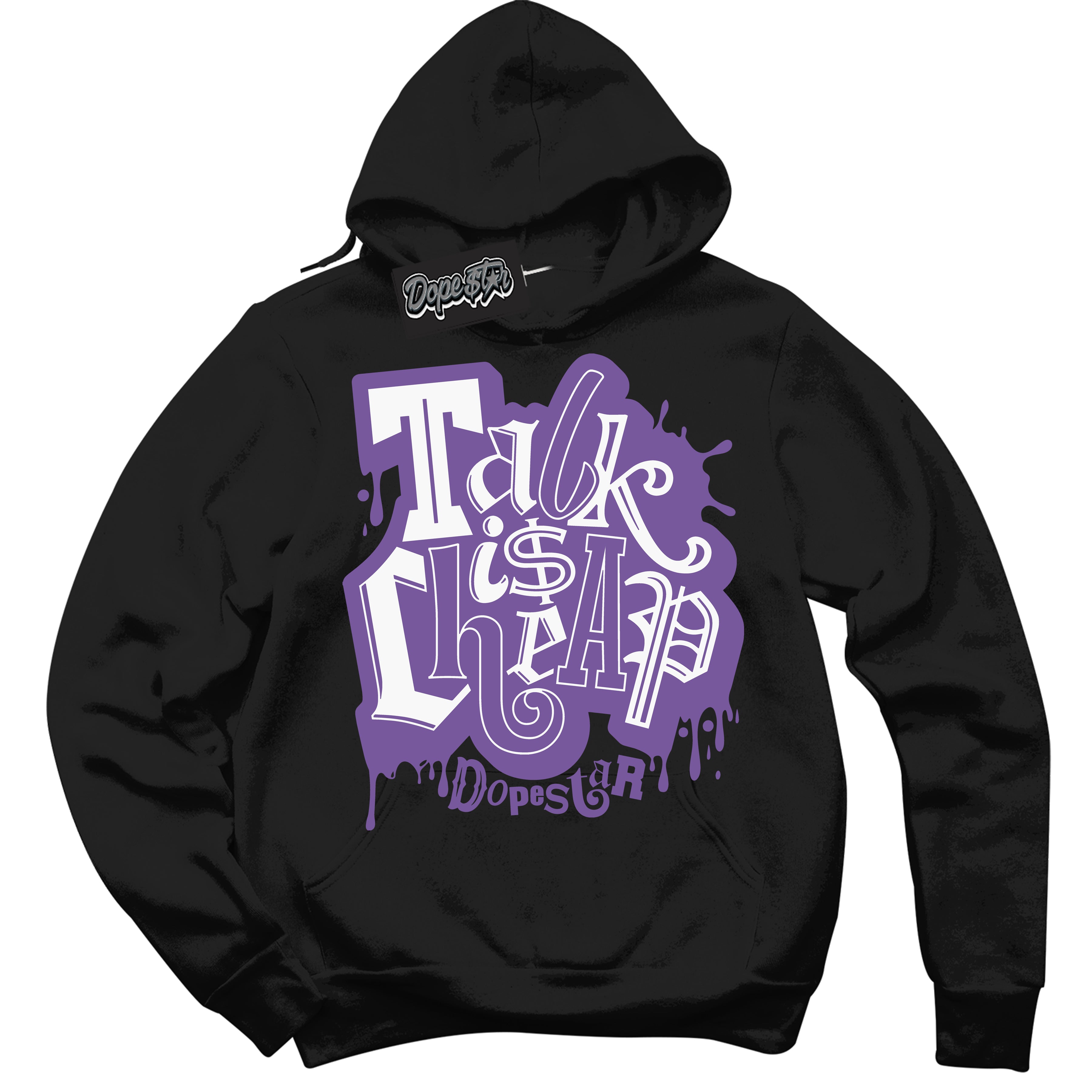 Cool Black Hoodie with “Talk Is Cheap” design that Perfectly Matches Next Nature Black Raspberry.