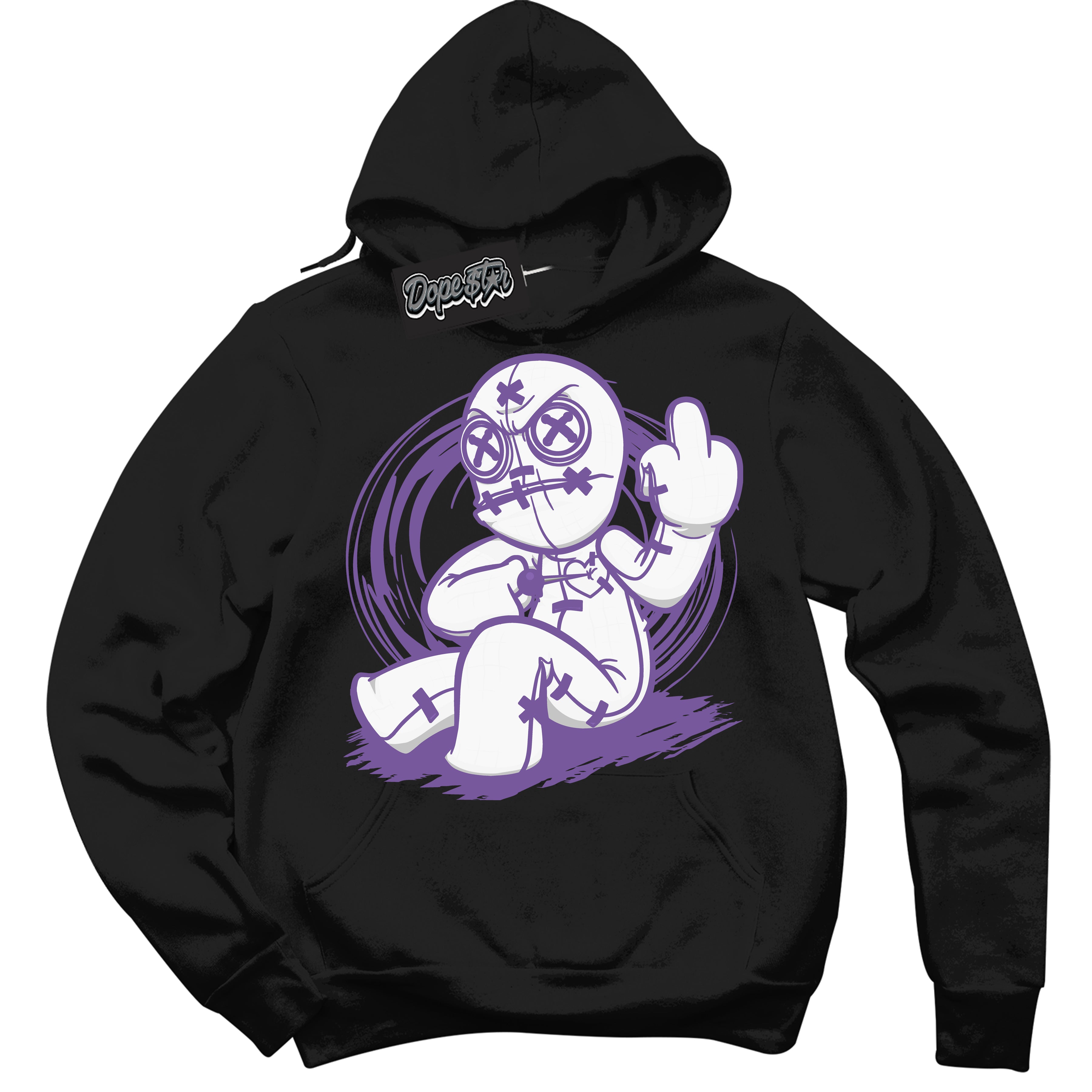 Cool Black Hoodie with “Voodoo Doll” design that Perfectly Matches Next Nature Black Raspberry.