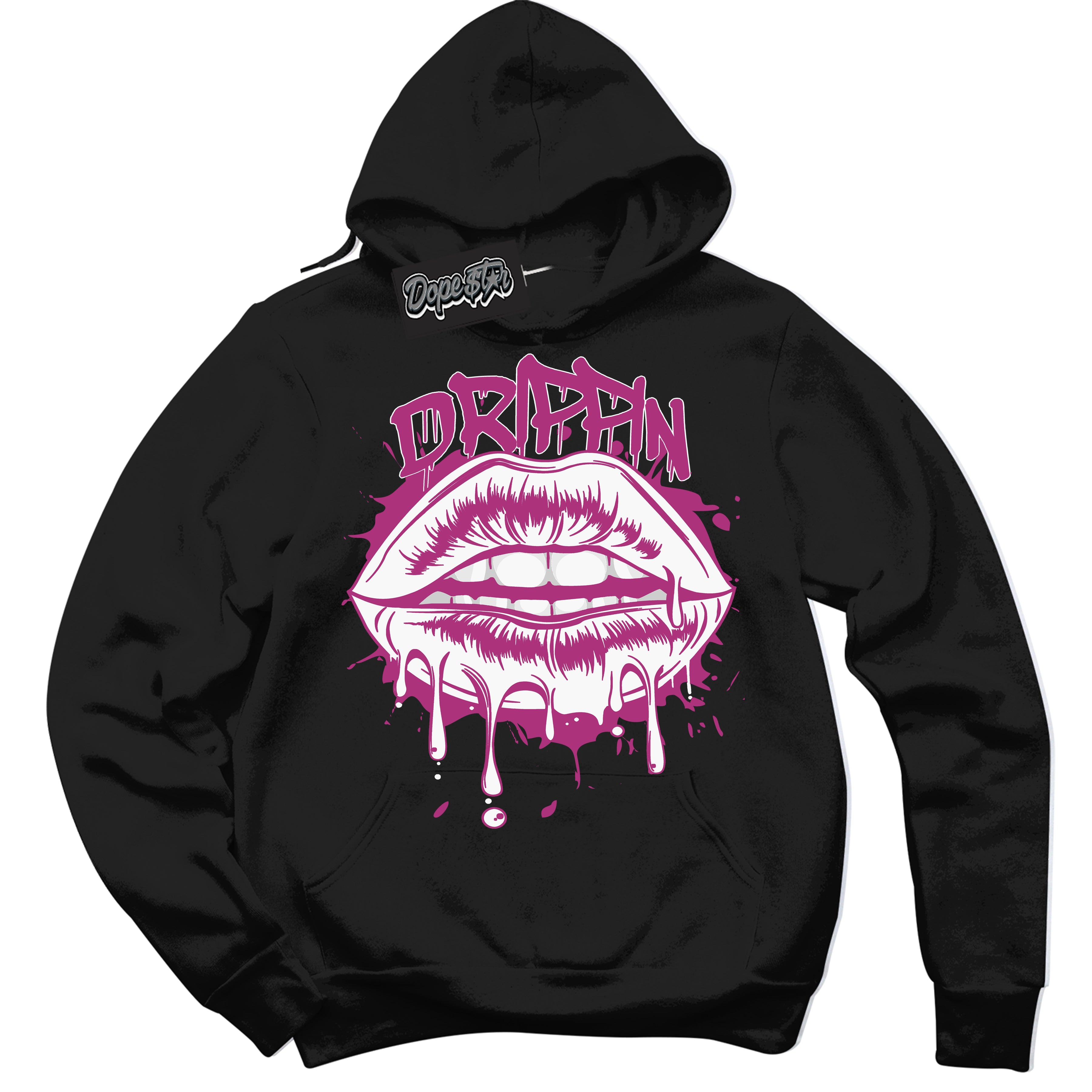 Dunk Low Next Nature Hot Fuchsia 'Drippin' Hoodie – Black Streetwear Sweatshirt | Sneaker Matching Hoodie for Dunk Low Hot Fuchsia | Urban Fashion for Sneakerheads | Men's & Women's Streetwear Outfit by Sneaker Shirts Outlet.