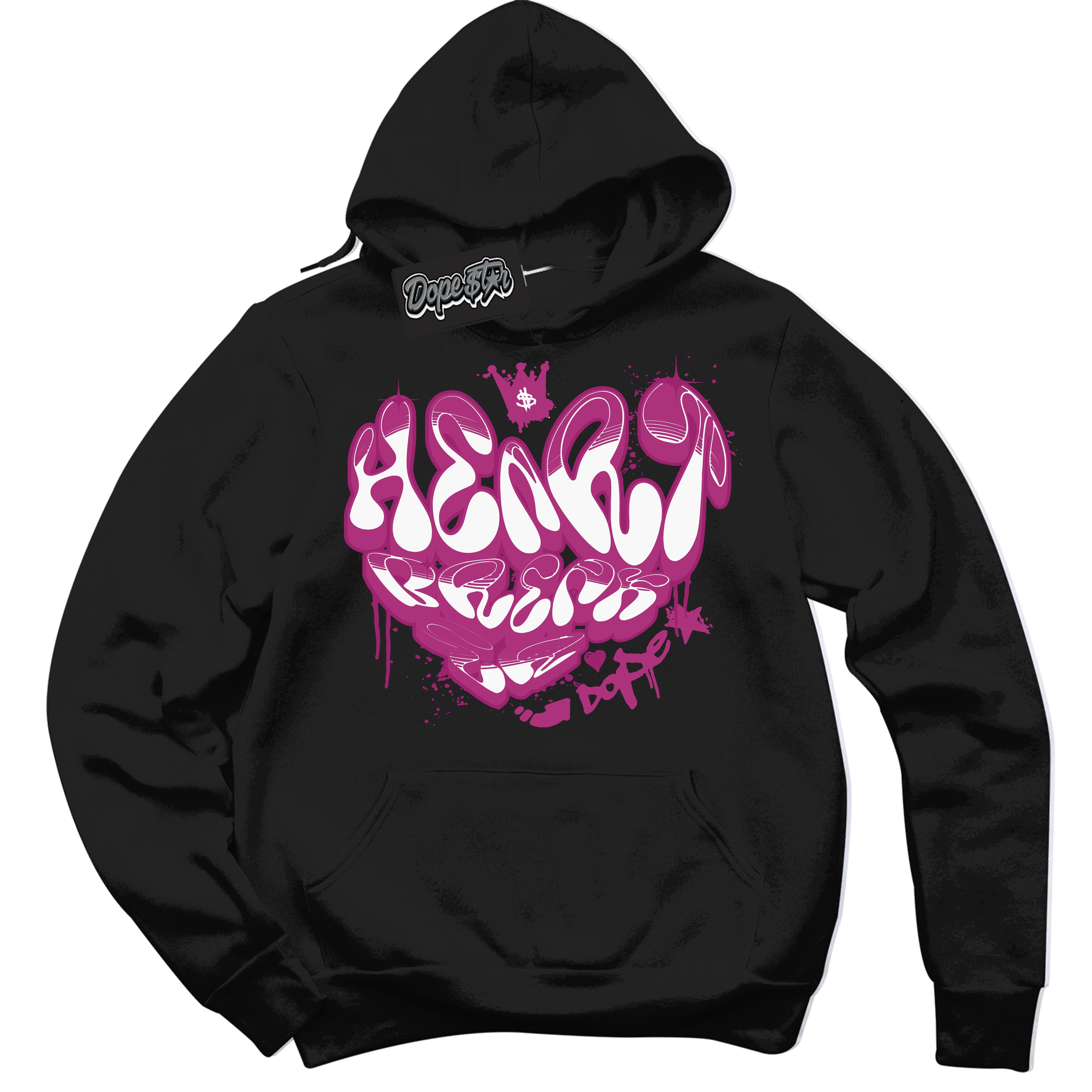 Dunk Low Next Nature Hot Fuchsia 'Heartbreaker Graffiti' Hoodie – Black Streetwear Sweatshirt | Sneaker Matching Hoodie for Dunk Low Hot Fuchsia | Urban Fashion for Sneakerheads | Men's & Women's Streetwear Outfit by Sneaker Shirts Outlet.