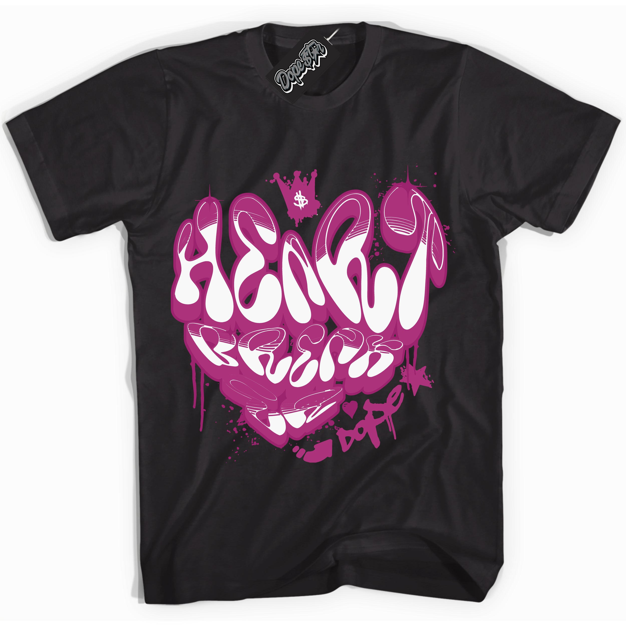 Dunk Low Next Nature Hot Fuchsia 'Heartbreaker Graffiti' Shirt – Black Streetwear T-Shirt | Sneaker Matching Tee for Dunk Low Hot Fuchsia | Urban Fashion for Sneakerheads | Men's & Women's Streetwear Outfit by Sneaker Shirts Outlet.