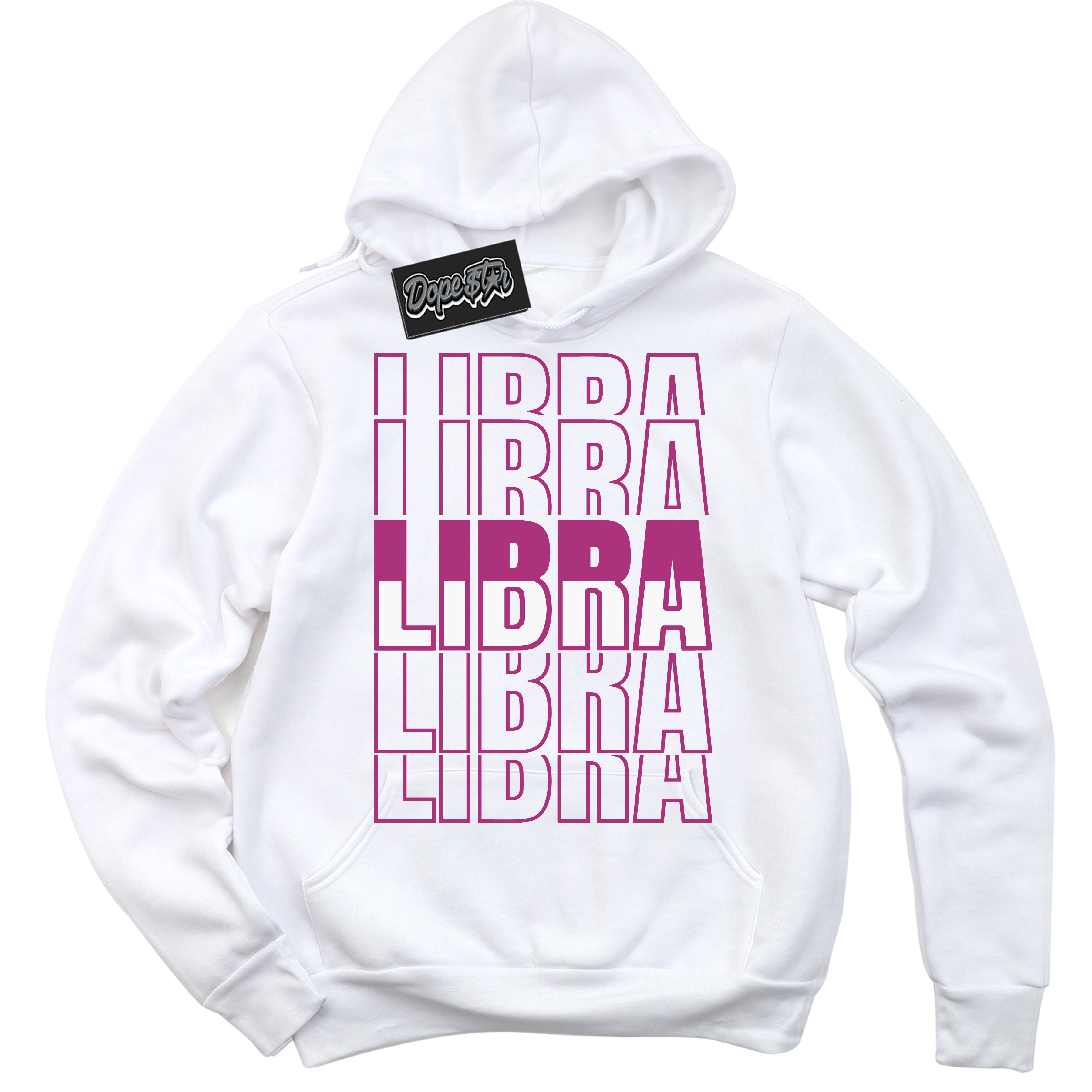 Dunk Low Next Nature Hot Fuchsia Dunk 'Libra' Hoodie - White Streetwear Mockup | Sneakerhead Sweatshirt Matching Dunk Low Next Nature Hot Fuchsia Dunk | Libra Urban Streetwear for Sneaker Matching OOTD | Outfits that pair perfectly with your ND Low Next Nature Hot Fuchsia Dunk | Sneakerhead Fashion Must-Have Apparel for Men and Women.