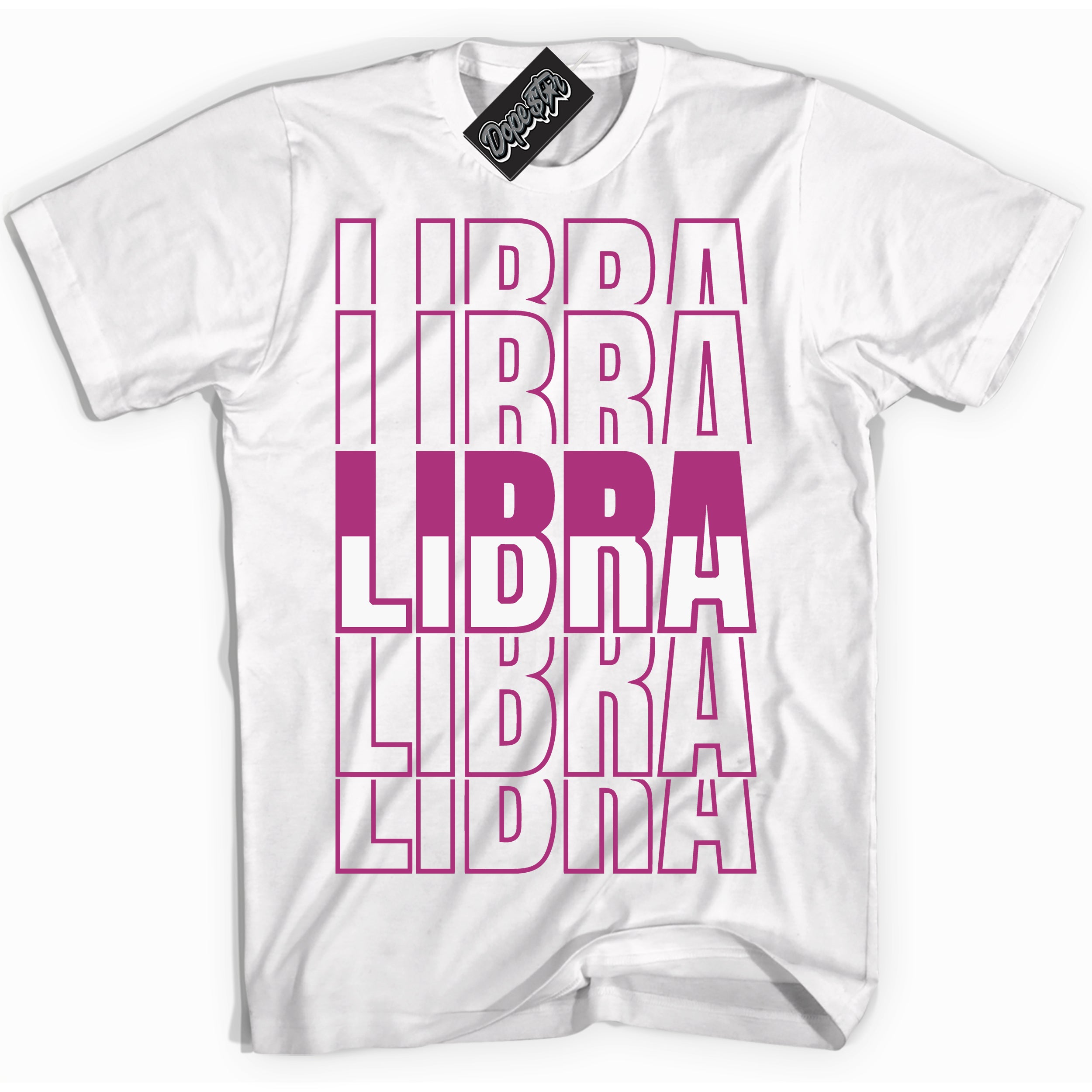 Dunk Low Next Nature Hot Fuchsia Dunk 'Libra' Shirt - White Streetwear Mockup | Sneakerhead T-Shirt Matching Dunk Low Next Nature Hot Fuchsia Dunk | Libra Urban Streetwear for Sneaker Matching OOTD | Outfits that pair perfectly with your ND Low Next Nature Hot Fuchsia Dunk | Sneakerhead Fashion Must-Have Apparel for Men and Women.