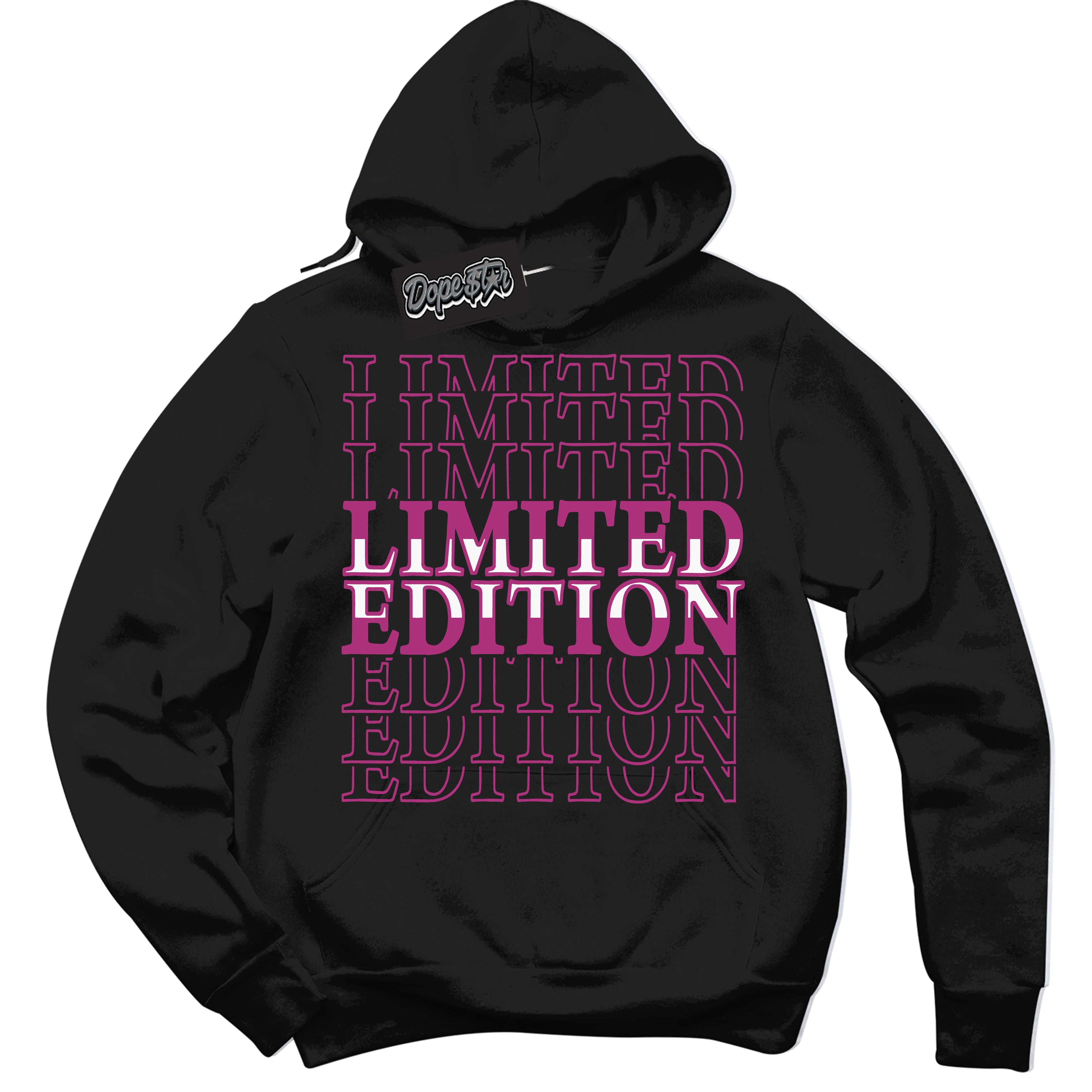 Dunk Low Next Nature Hot Fuchsia Dunk 'Limited Edition' Hoodie - Black Streetwear Mockup | Sneakerhead Sweatshirt Matching Dunk Low Next Nature Hot Fuchsia Dunk | Limited Edition Urban Streetwear for Sneaker Matching OOTD | Outfits that pair perfectly with your ND Low Next Nature Hot Fuchsia Dunk | Sneakerhead Fashion Must-Have Apparel for Men and Women.