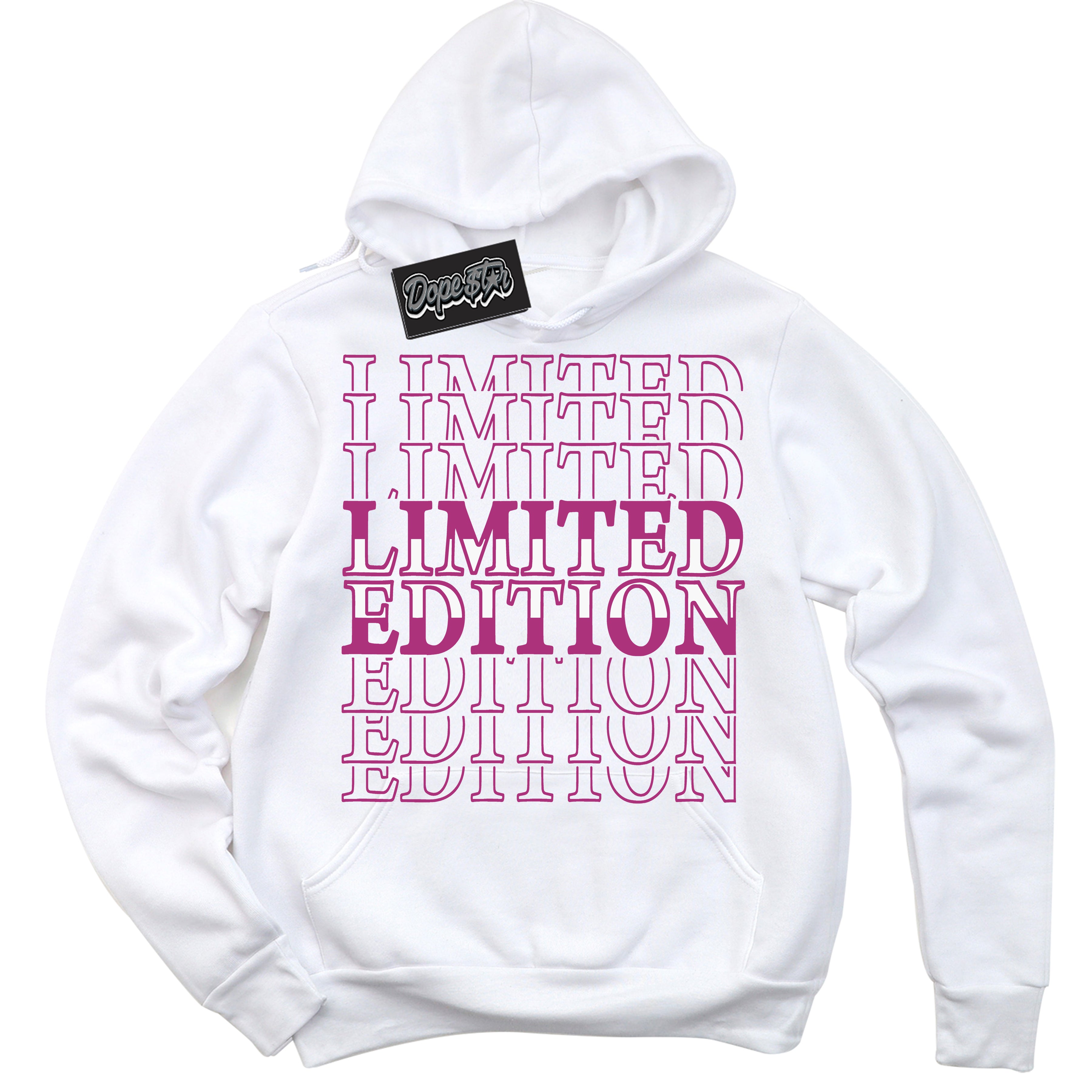 Dunk Low Next Nature Hot Fuchsia Dunk 'Limited Edition' Hoodie - White Streetwear Mockup | Sneakerhead Sweatshirt Matching Dunk Low Next Nature Hot Fuchsia Dunk | Limited Edition Urban Streetwear for Sneaker Matching OOTD | Outfits that pair perfectly with your ND Low Next Nature Hot Fuchsia Dunk | Sneakerhead Fashion Must-Have Apparel for Men and Women.