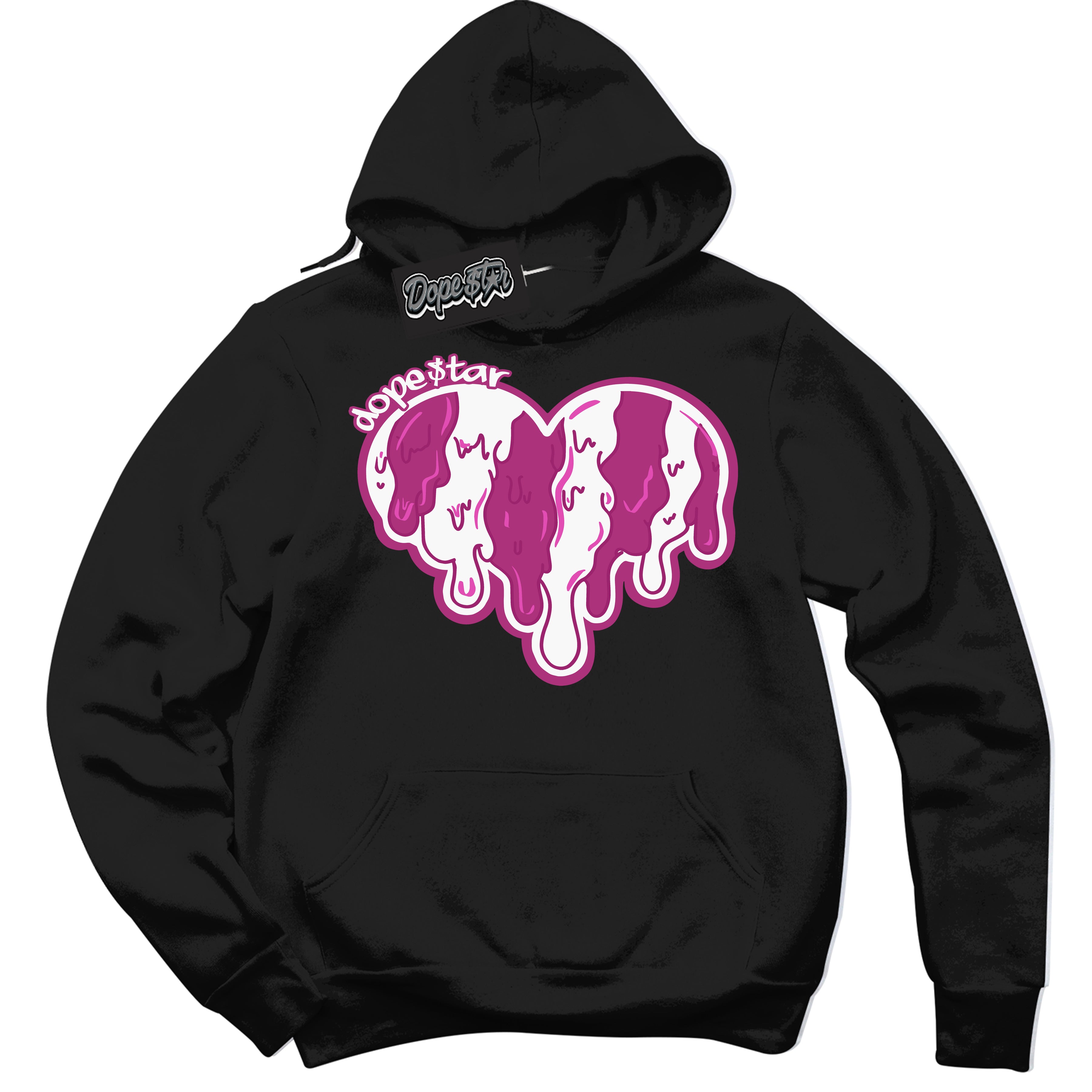 Dunk Low Next Nature Hot Fuchsia Dunk 'Melting Heart' Hoodie - Black Streetwear Mockup | Sneakerhead Sweatshirt Matching Dunk Low Next Nature Hot Fuchsia Dunk | Melting Heart Urban Streetwear for Sneaker Matching OOTD | Outfits that pair perfectly with your ND Low Next Nature Hot Fuchsia Dunk | Sneakerhead Fashion Must-Have Apparel for Men and Women.