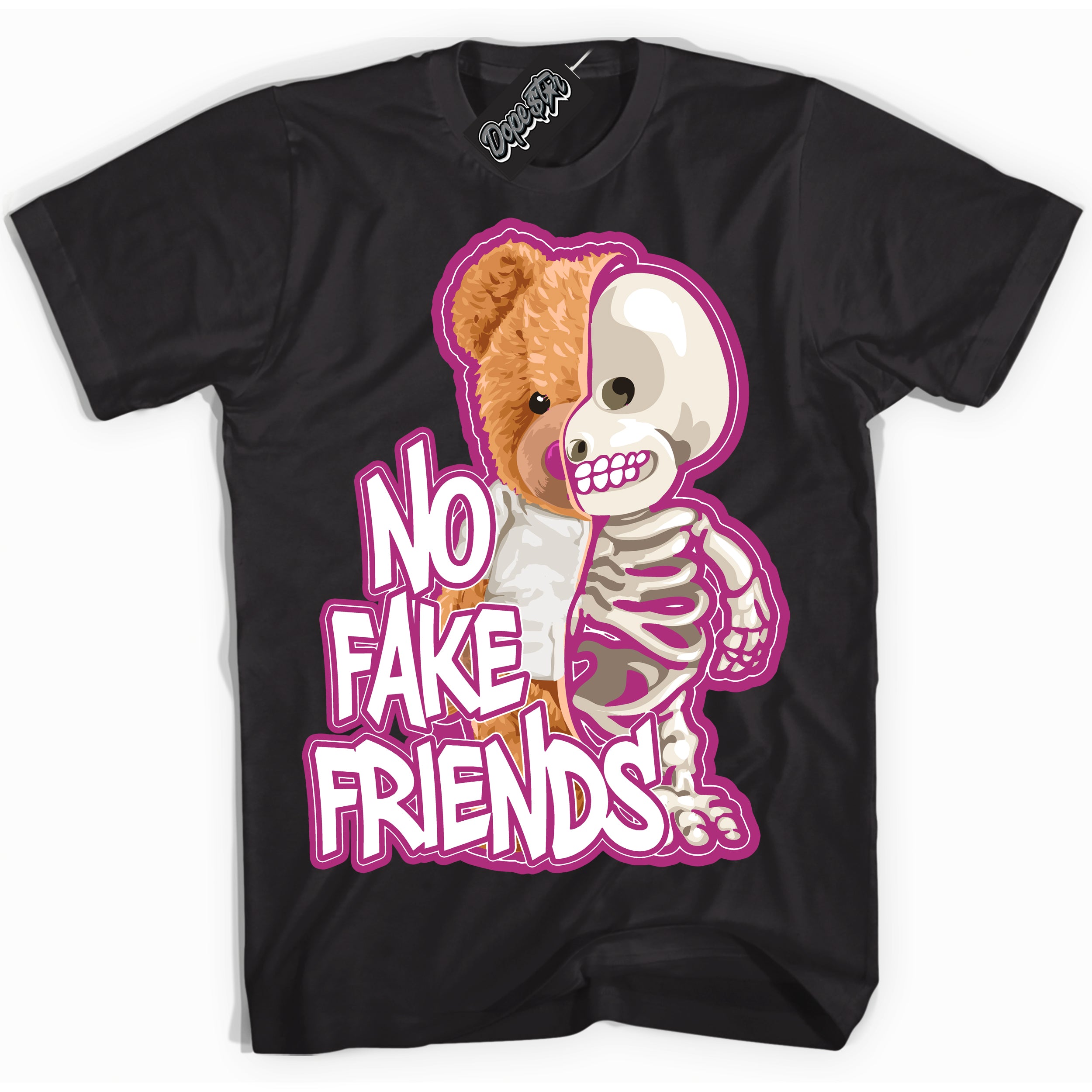 Dunk Low Next Nature Hot Fuchsia 'No Fake Friends' Shirt – Black Streetwear T-Shirt | Sneaker Matching Tee for Dunk Low Hot Fuchsia | Urban Fashion for Sneakerheads | Men's & Women's Streetwear Outfit by Sneaker Shirts Outlet.