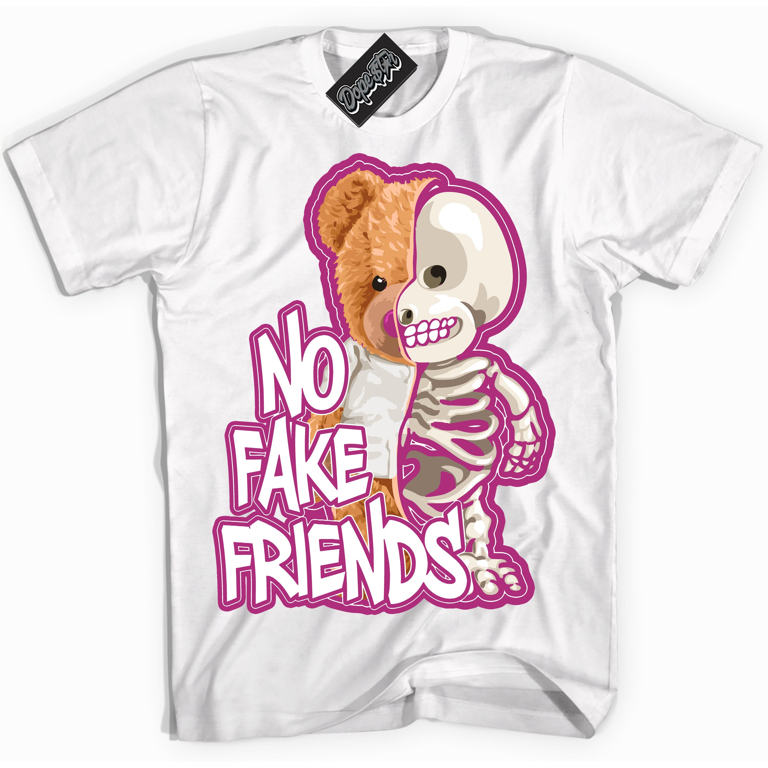 Dunk Low Next Nature Hot Fuchsia 'No Fake Friends' Shirt – White Streetwear T-Shirt | Sneaker Matching Tee for Dunk Low Hot Fuchsia | Urban Fashion for Sneakerheads | Men's & Women's Streetwear Outfit by Sneaker Shirts Outlet.