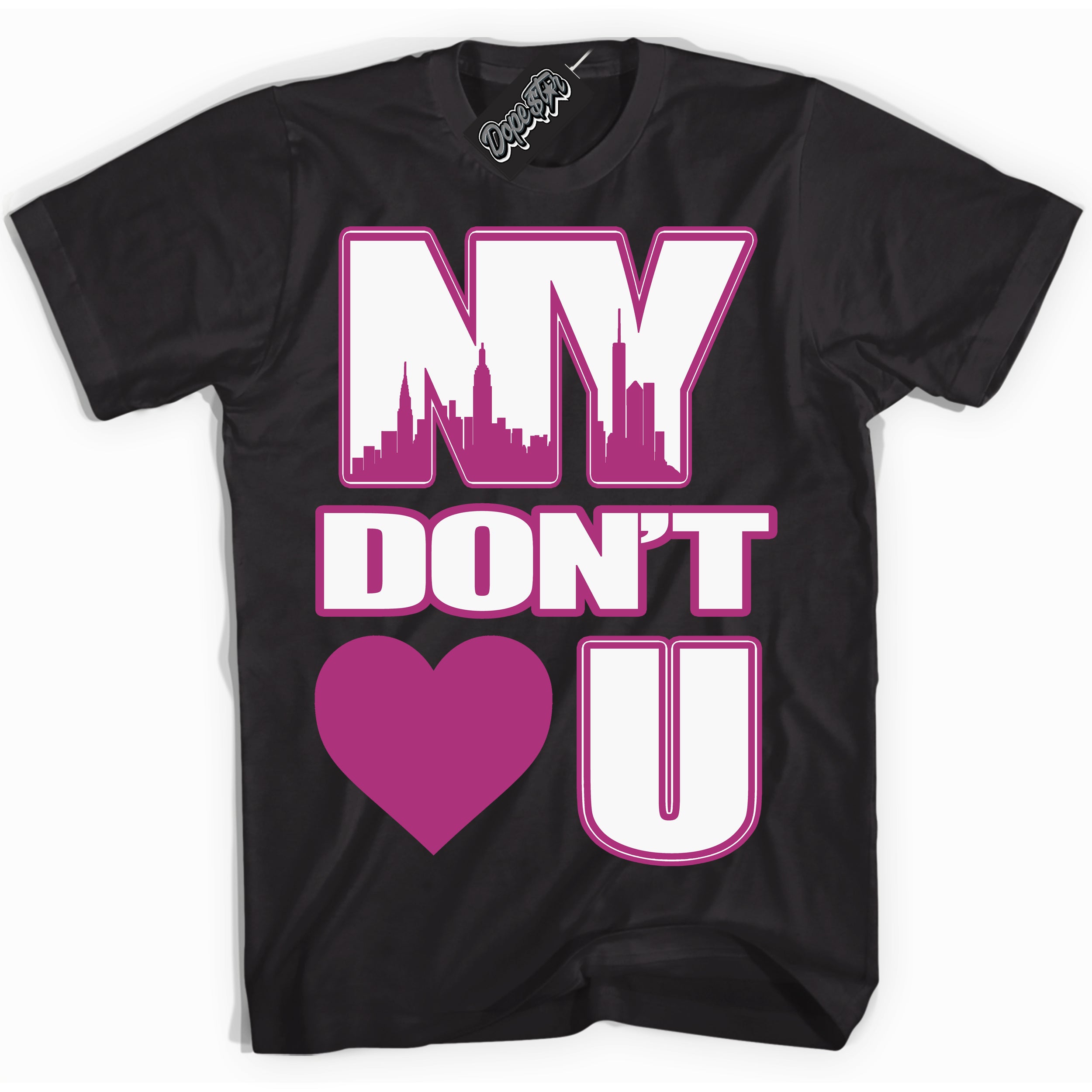 Dunk Low Next Nature Hot Fuchsia 'NY Don't Love You' Shirt – Black Streetwear T-Shirt | Sneaker Matching Tee for Dunk Low Hot Fuchsia | Urban Fashion for Sneakerheads | Men's & Women's Streetwear Outfit by Sneaker Shirts Outlet.