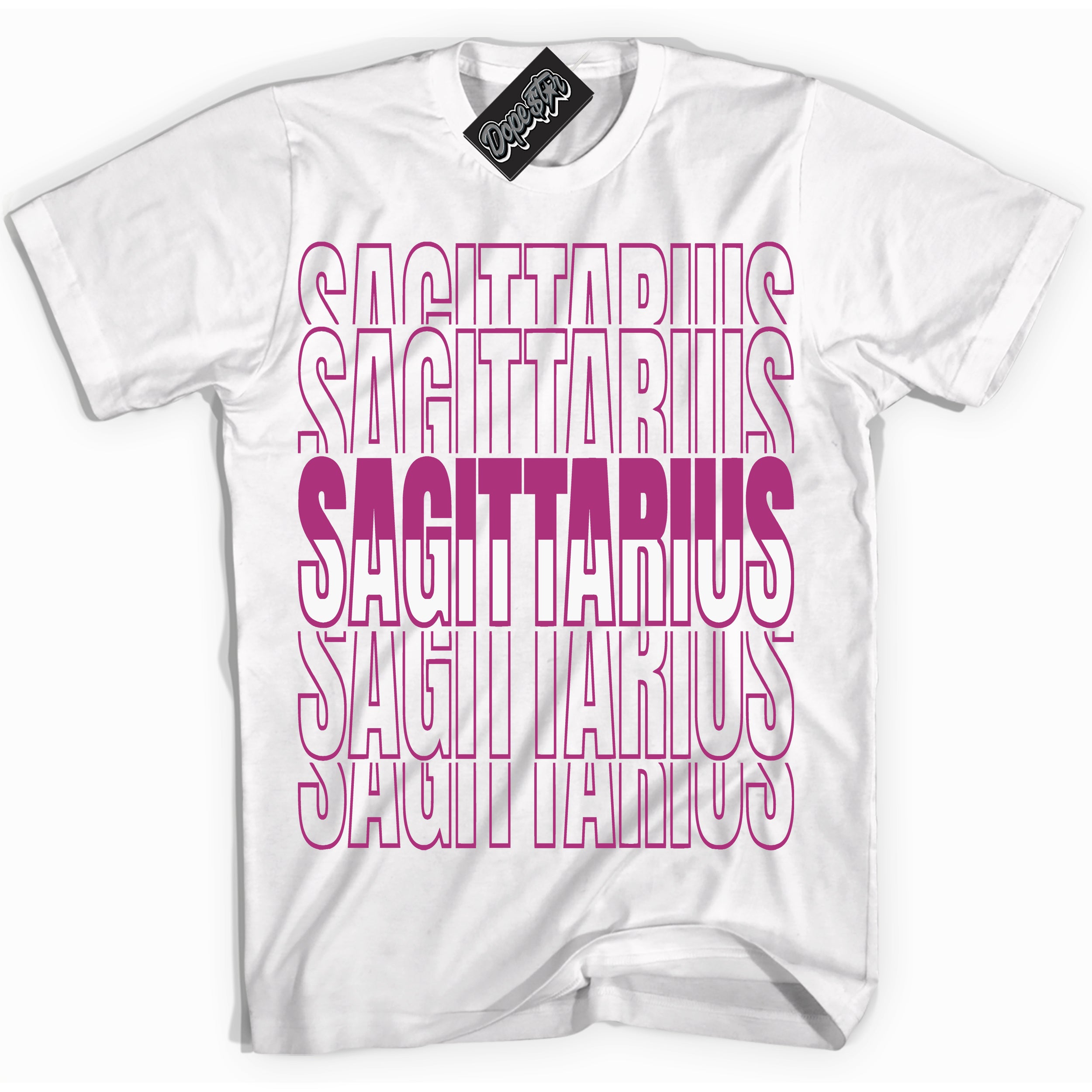 Dunk Low Next Nature Hot Fuchsia Dunk 'Sagittarius' Shirt - White Streetwear Mockup | Sneakerhead T-Shirt Matching Dunk Low Next Nature Hot Fuchsia Dunk | Sagittarius Urban Streetwear for Sneaker Matching OOTD | Outfits that pair perfectly with your ND Low Next Nature Hot Fuchsia Dunk | Sneakerhead Fashion Must-Have Apparel for Men and Women.