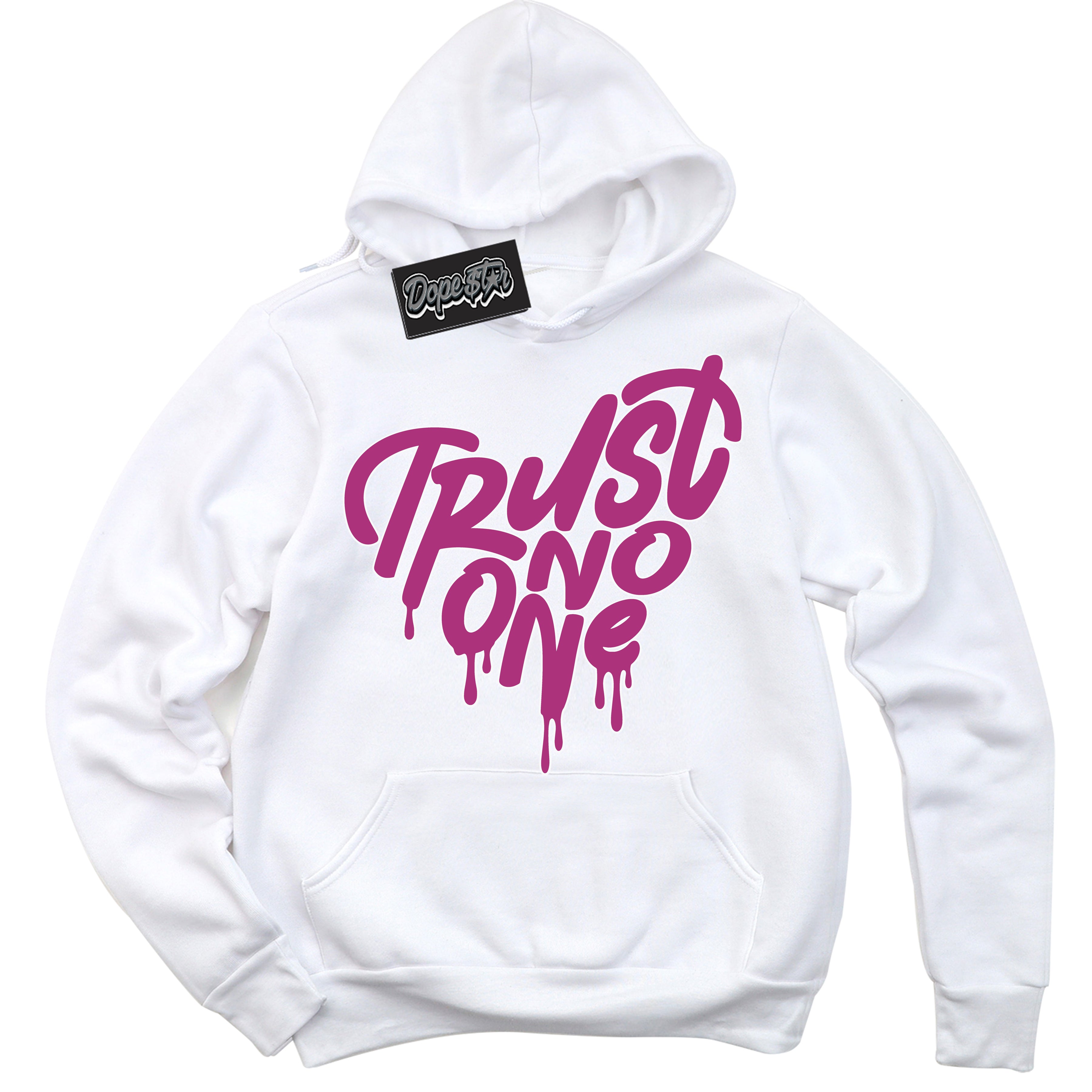 Dunk Low Next Nature Hot Fuchsia Dunk 'Trust No One Heart' Hoodie - White Streetwear Mockup | Trust No One Heart Sweatshirt Matching Dunk Low Next Nature Hot Fuchsia Dunk | Trust No One Heart Urban Streetwear for Sneaker Matching OOTD | Outfits that pair perfectly with your ND Low Next Nature Hot Fuchsia Dunk | Trust No One Heart Fashion Must-Have Apparel for Men and Women.