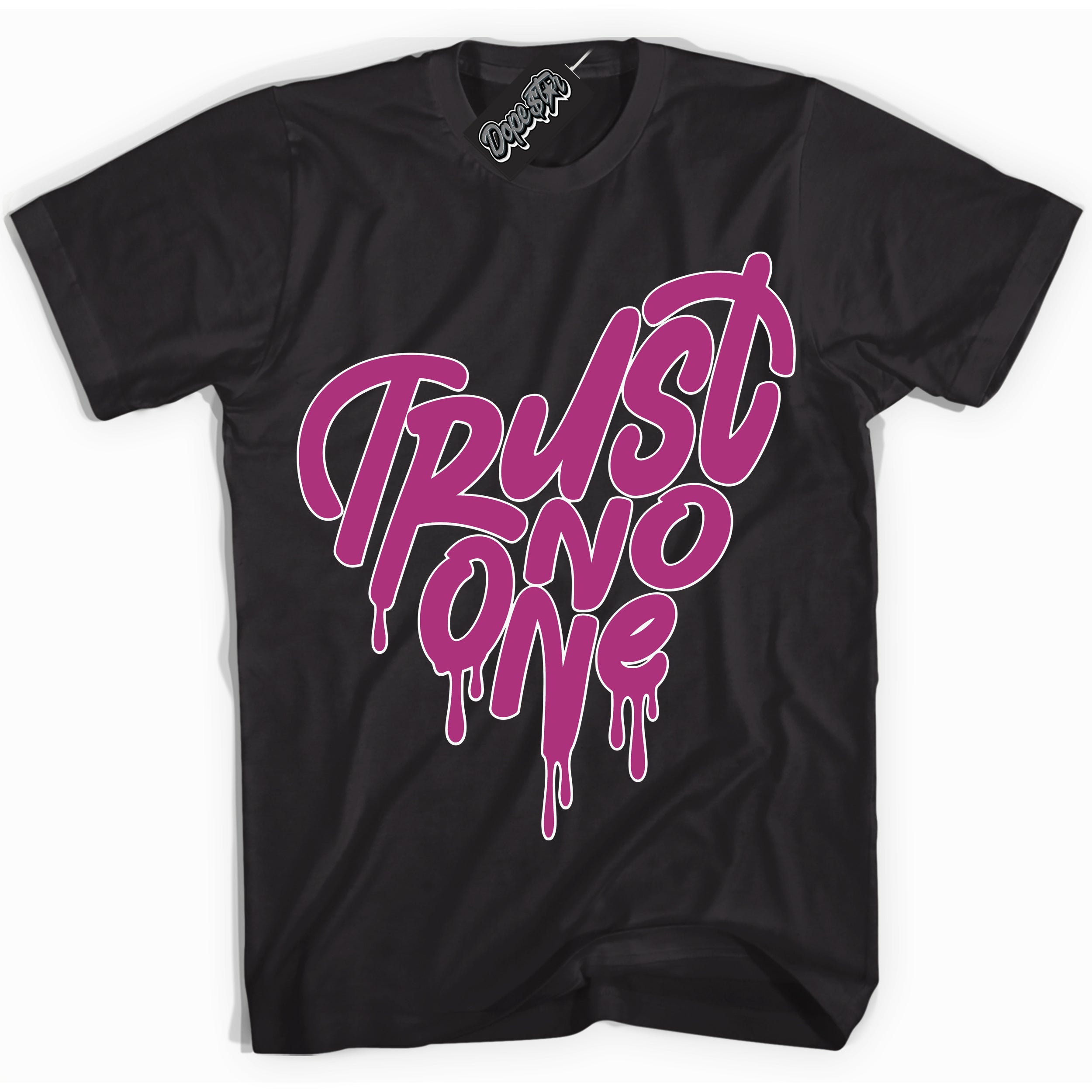 Dunk Low Next Nature Hot Fuchsia Dunk 'Trust No One Heart' Shirt - Black Streetwear Mockup | Trust No One Heart T-Shirt Matching Dunk Low Next Nature Hot Fuchsia Dunk | Trust No One Heart Urban Streetwear for Sneaker Matching OOTD | Outfits that pair perfectly with your ND Low Next Nature Hot Fuchsia Dunk | Trust No One Heart Fashion Must-Have Apparel for Men and Women.