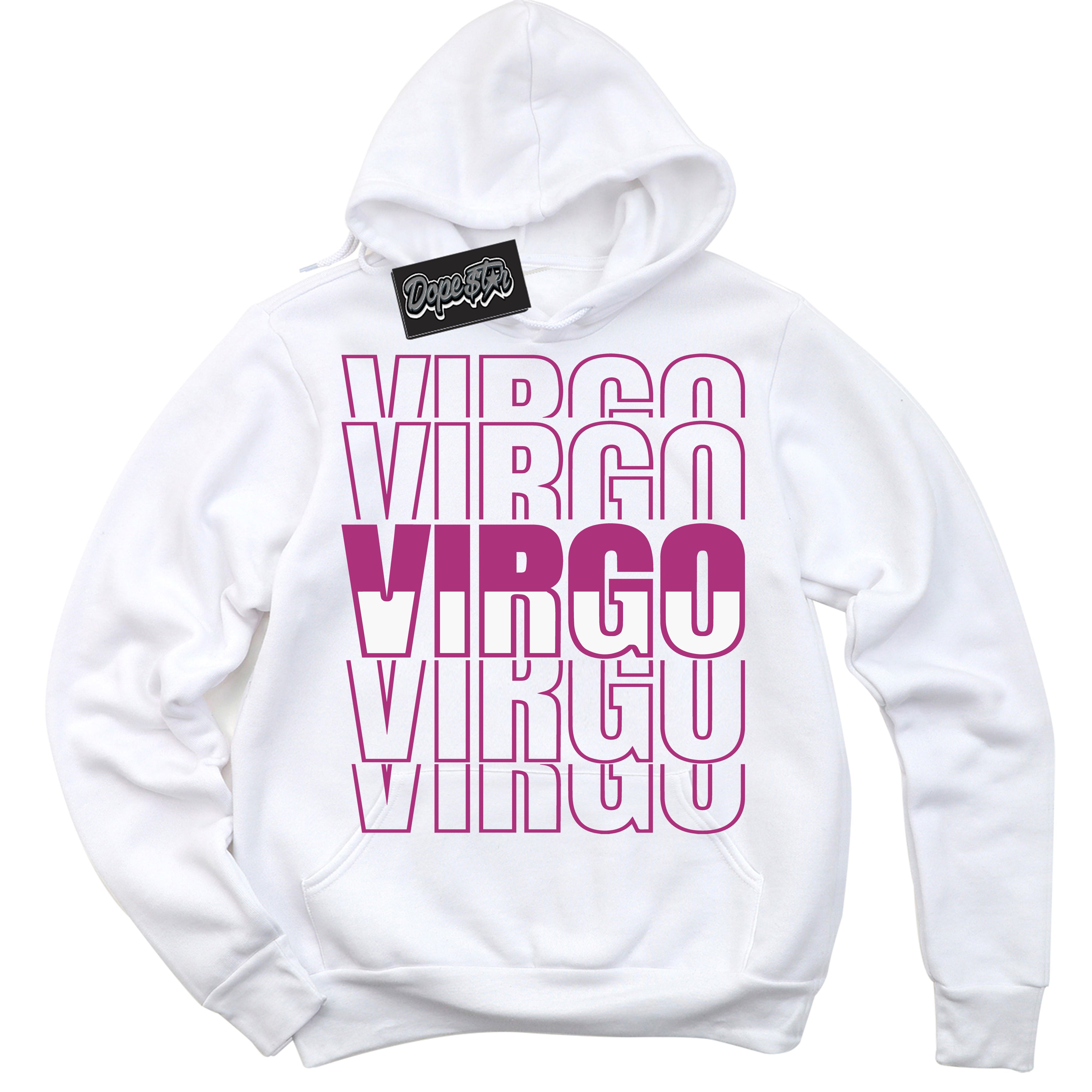 Dunk Low Next Nature Hot Fuchsia Dunk 'Virgo' Hoodie - White Streetwear Mockup | Sneakerhead Sweatshirt Matching Dunk Low Next Nature Hot Fuchsia Dunk | Virgo Urban Streetwear for Sneaker Matching OOTD | Outfits that pair perfectly with your ND Low Next Nature Hot Fuchsia Dunk | Sneakerhead Fashion Must-Have Apparel for Men and Women.