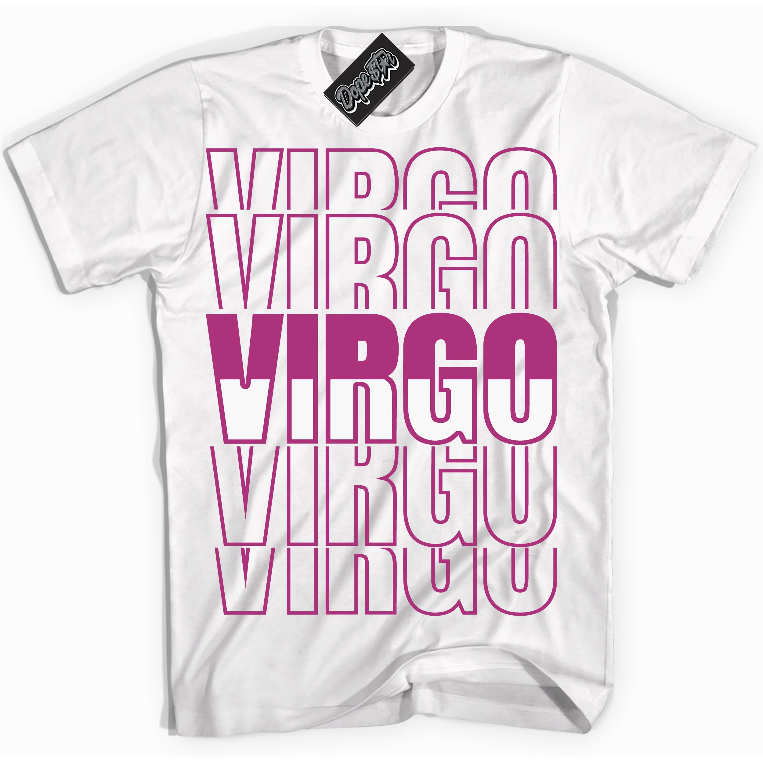 Dunk Low Next Nature Hot Fuchsia Dunk 'Virgo' Shirt - White Streetwear Mockup | Sneakerhead T-Shirt Matching Dunk Low Next Nature Hot Fuchsia Dunk | Virgo Urban Streetwear for Sneaker Matching OOTD | Outfits that pair perfectly with your ND Low Next Nature Hot Fuchsia Dunk | Sneakerhead Fashion Must-Have Apparel for Men and Women.