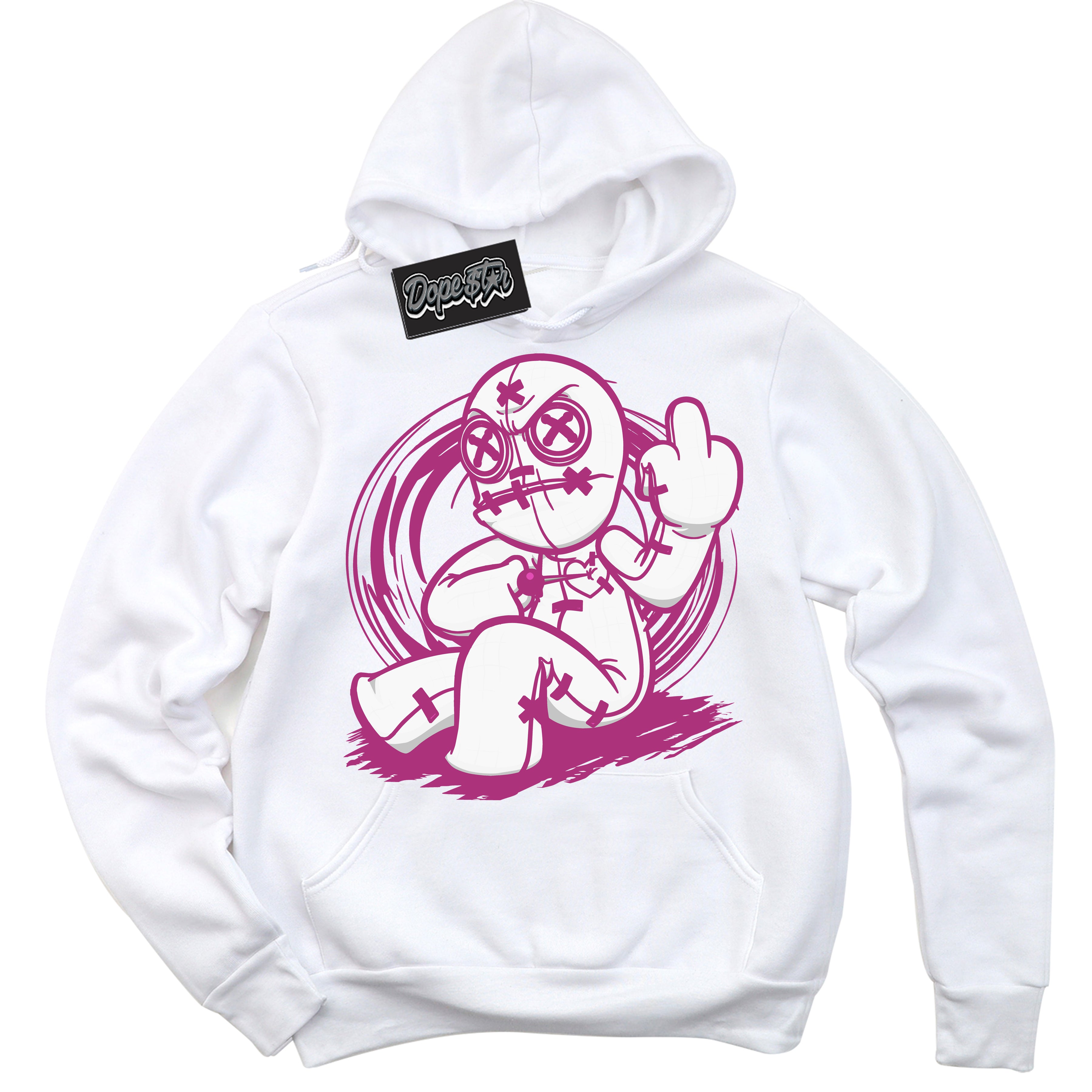 Dunk Low Next Nature Hot Fuchsia Dunk 'Voodoo Doll' Hoodie - White Streetwear Mockup | Sneakerhead Sweatshirt Matching Dunk Low Next Nature Hot Fuchsia Dunk | Voodoo Doll Urban Streetwear for Sneaker Matching OOTD | Outfits that pair perfectly with your ND Low Next Nature Hot Fuchsia Dunk | Sneakerhead Fashion Must-Have Apparel for Men and Women.