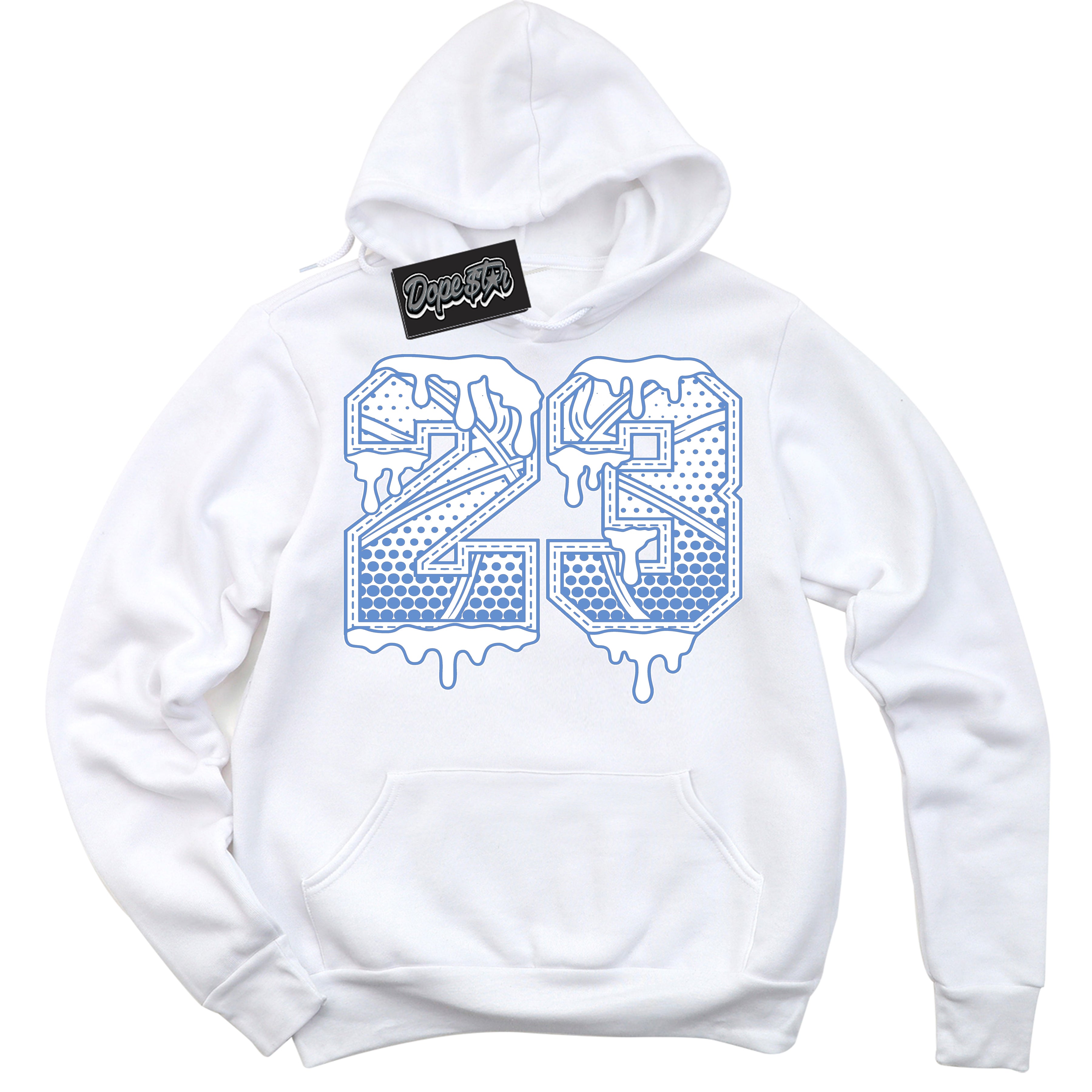 Cool White Hoodie with “ 23 Ball ”  design that Perfectly Matches Polar Blue Dunk.
