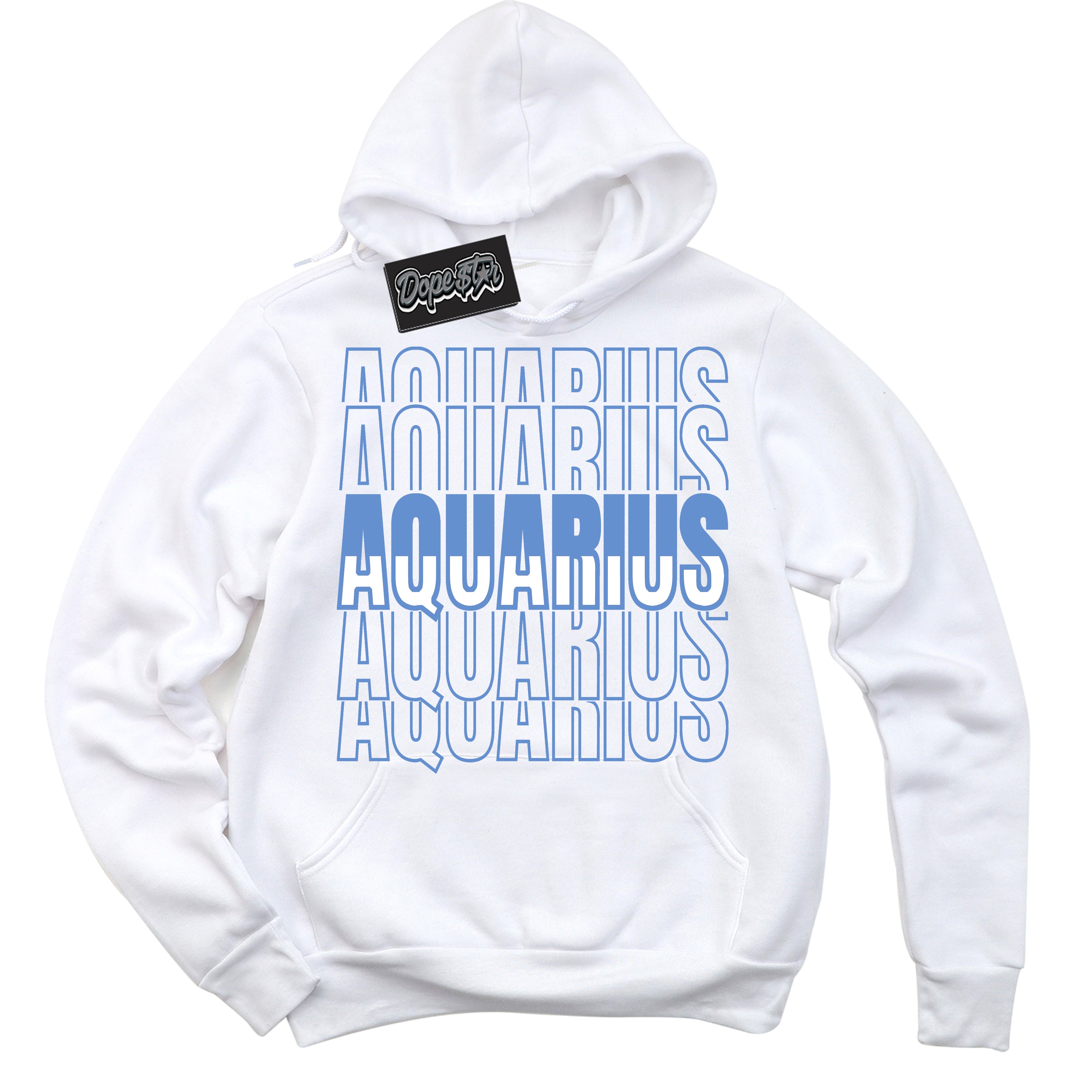 Cool White Hoodie with “ Aquarius ”  design that Perfectly Matches Polar Blue Dunk.
