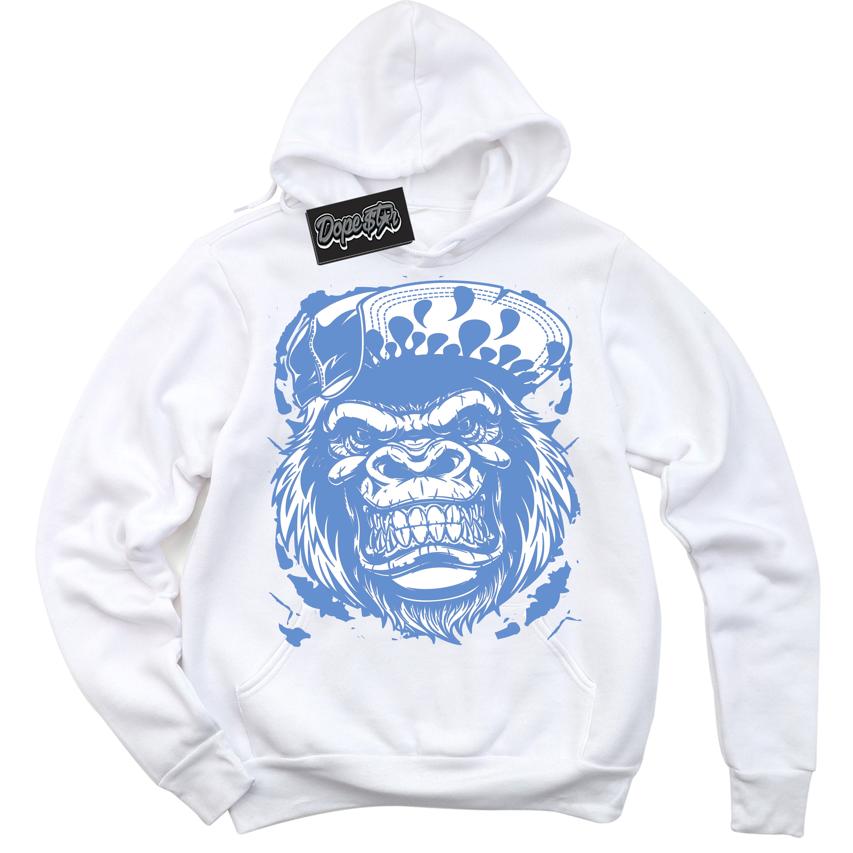 Cool White Hoodie with “ Gorilla Beast ”  design that Perfectly Matches Polar Blue Dunk.
