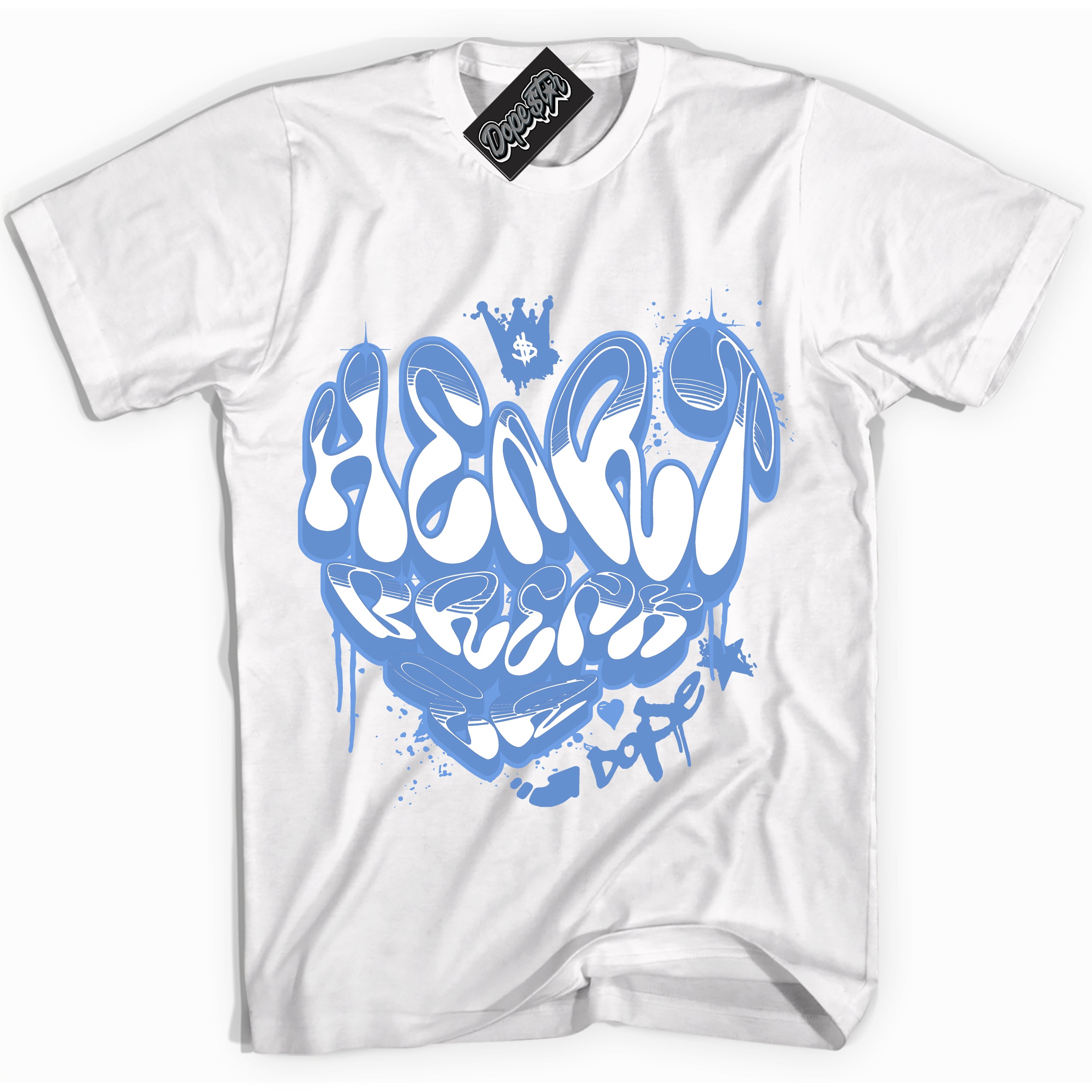 Cool White Shirt with “ Heartbreaker Graffiti ” design that perfectly matches Polar Blue Dunk.
