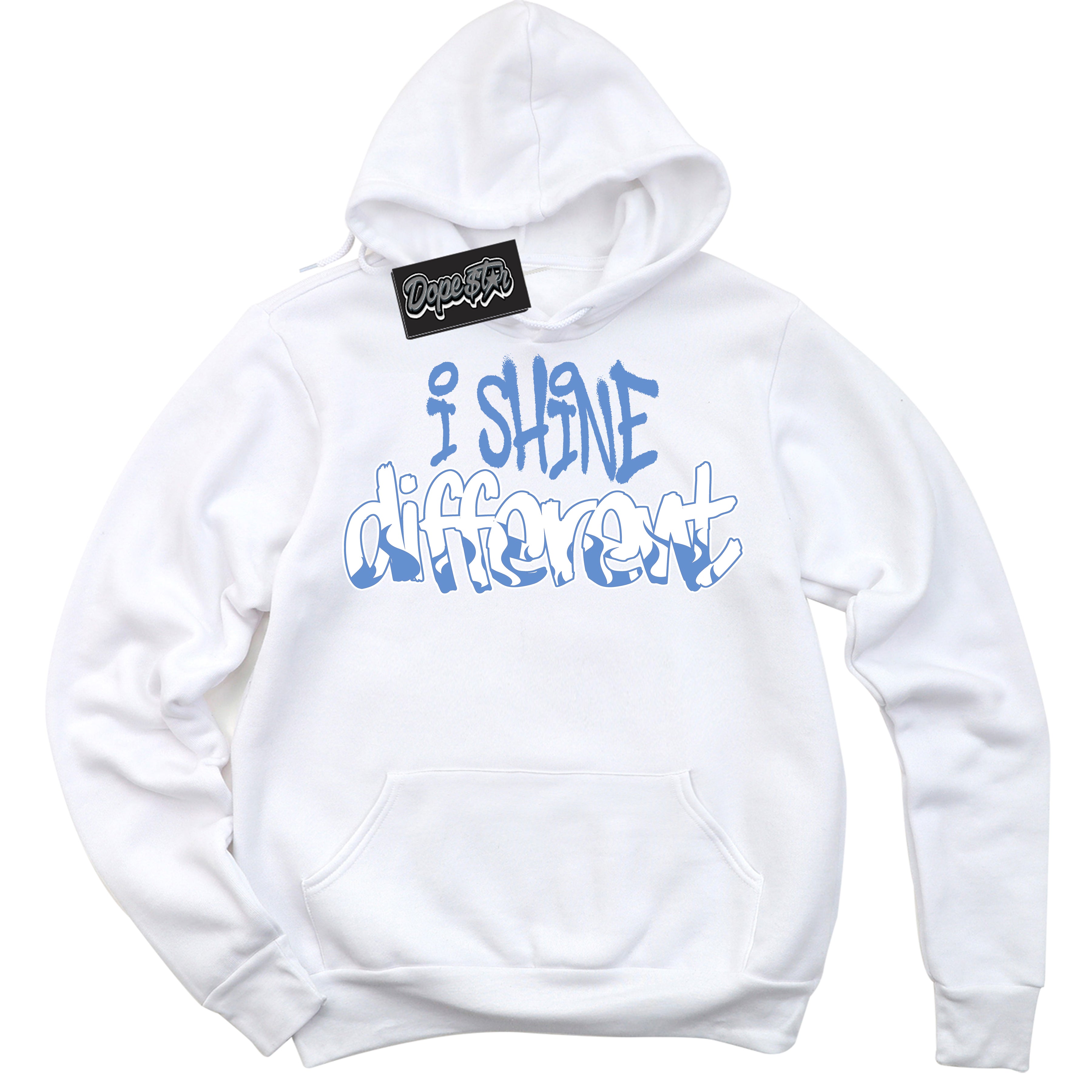 Cool White Hoodie with “ I Shine Different ”  design that Perfectly Matches Polar Blue Dunk.
